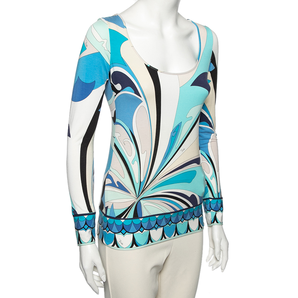 

Emilio Pucci Multicolor Printed Knit Long Sleeve T-Shirt