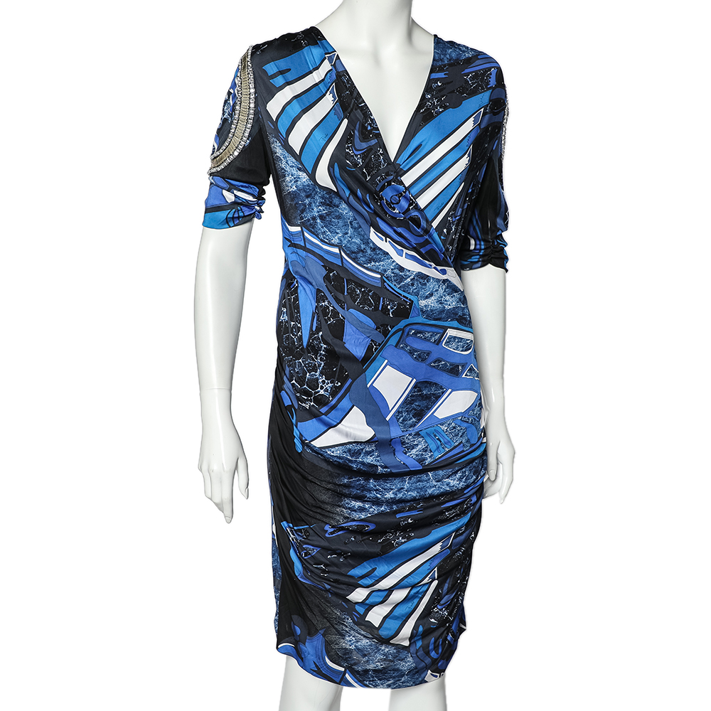 

Emilio Pucci Multicolor Printed Jersey Faux Wrap Dress