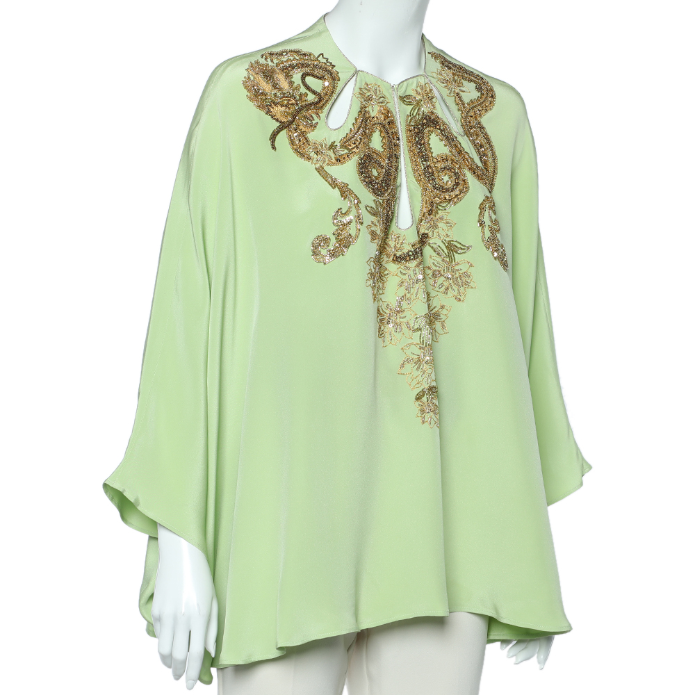 

Emilio Pucci Green Embellished Silk Top