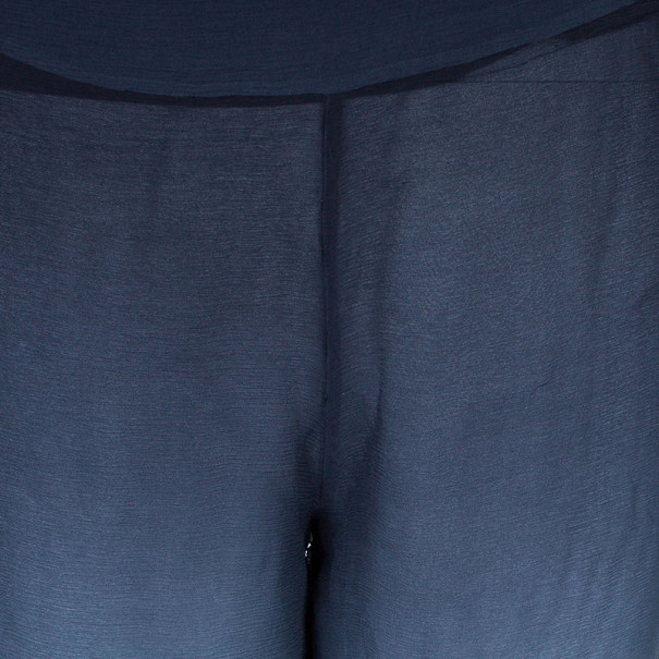 Pre Owned Emilio Pucci Degrade Silk Chiffon Wide Leg Trousers M