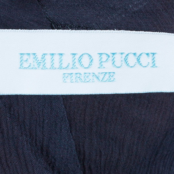 Pre Owned Emilio Pucci Degrade Silk Chiffon Wide Leg Trousers M