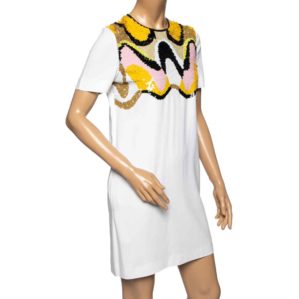 

Emilio Pucci White Crepe Sequin Embellished Mini Dress