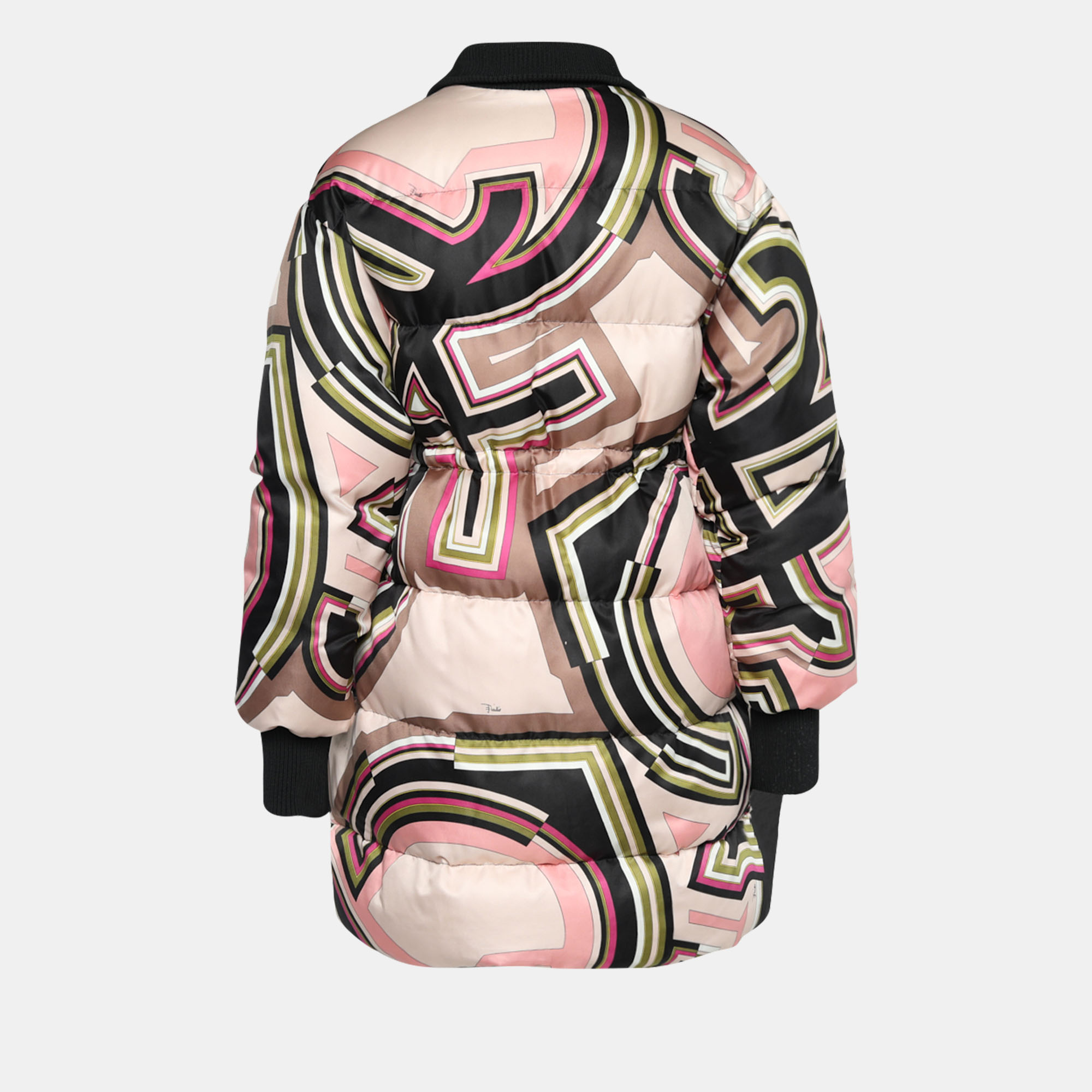 

Emilio Pucci Multicolor Printed Sateen Quilted Zip Front Coat