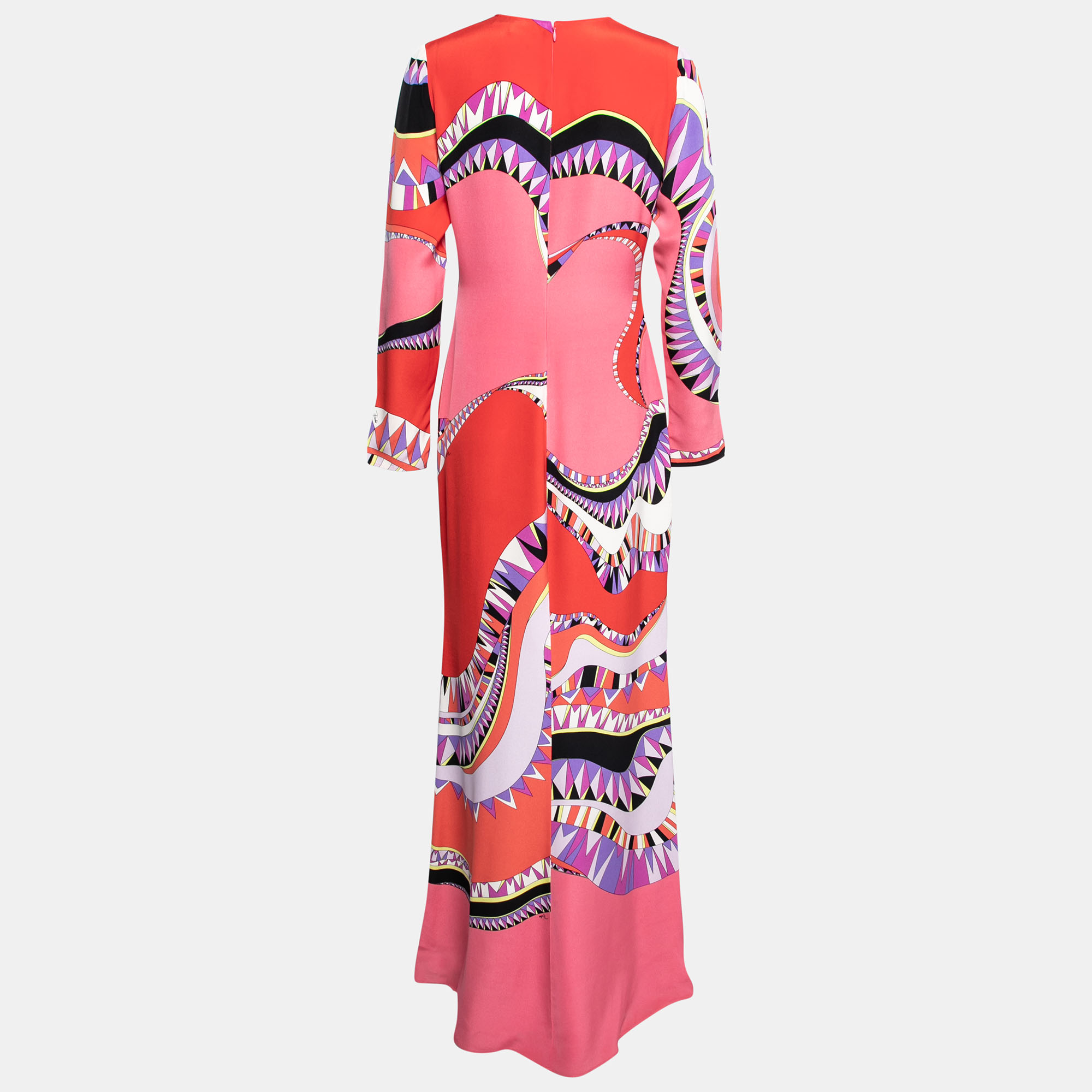 

Emilio Pucci Multicolor Printed Silk Long Sleeve Maxi Dress