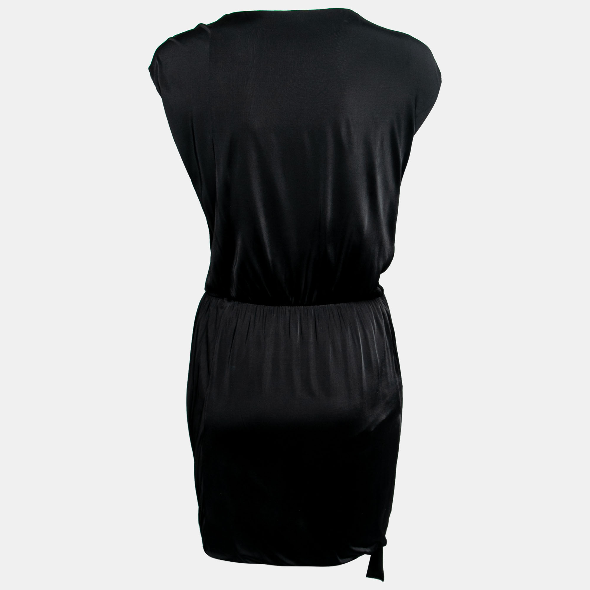 

Emilio Pucci Black Jersey Bead Embellished Draped Sleeveless Dress