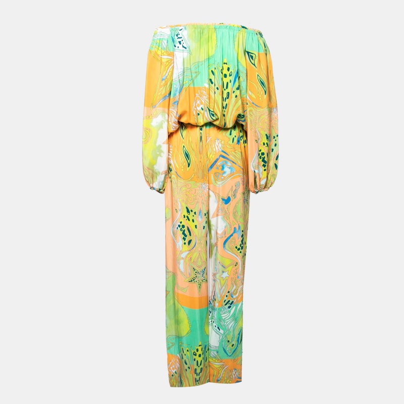 

Emilio Pucci Multicolored Printed Silk Off-Shoulder Jumpsuit, Multicolor
