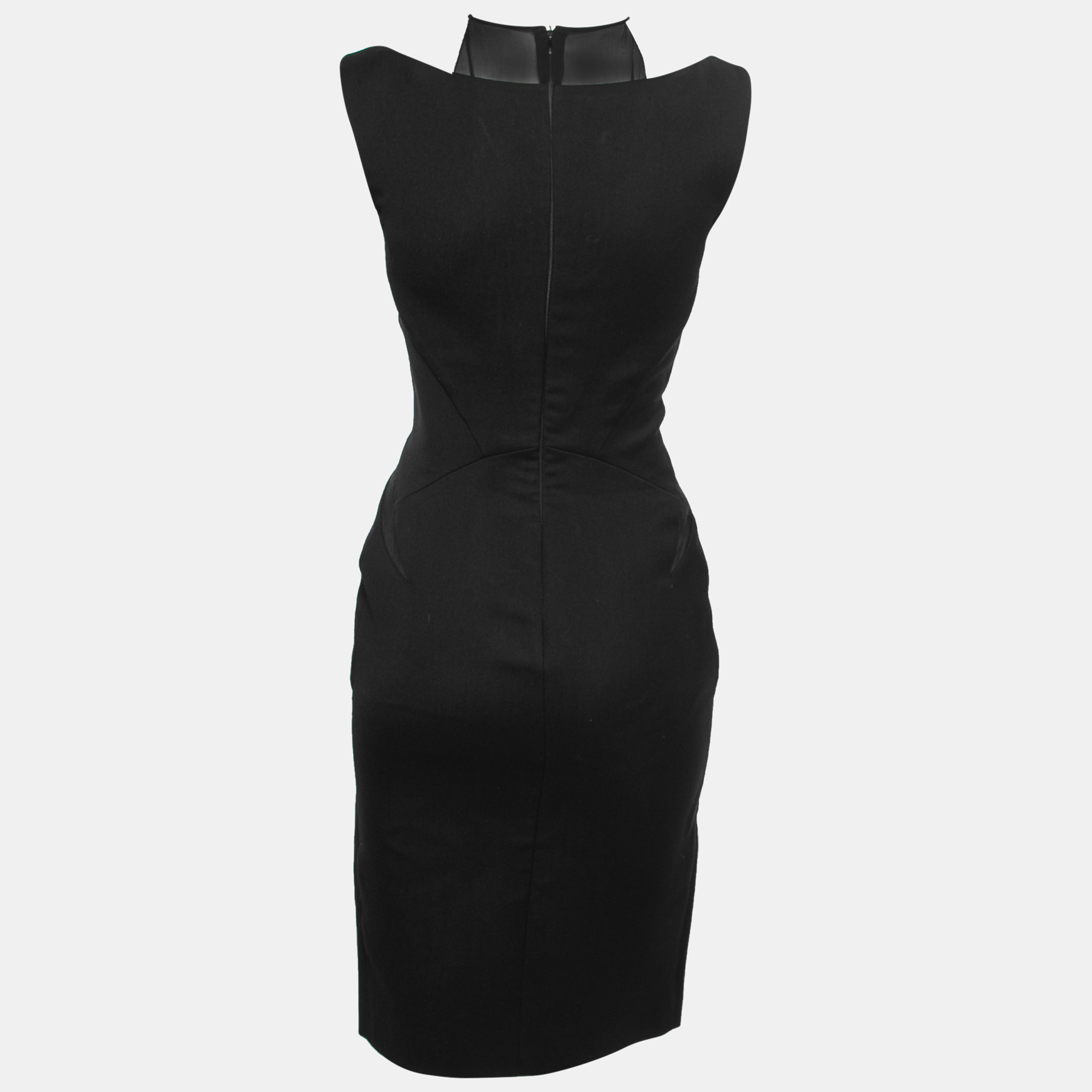 

Emilio Pucci Black Crepe Mesh Cutout Detail Midi Dress