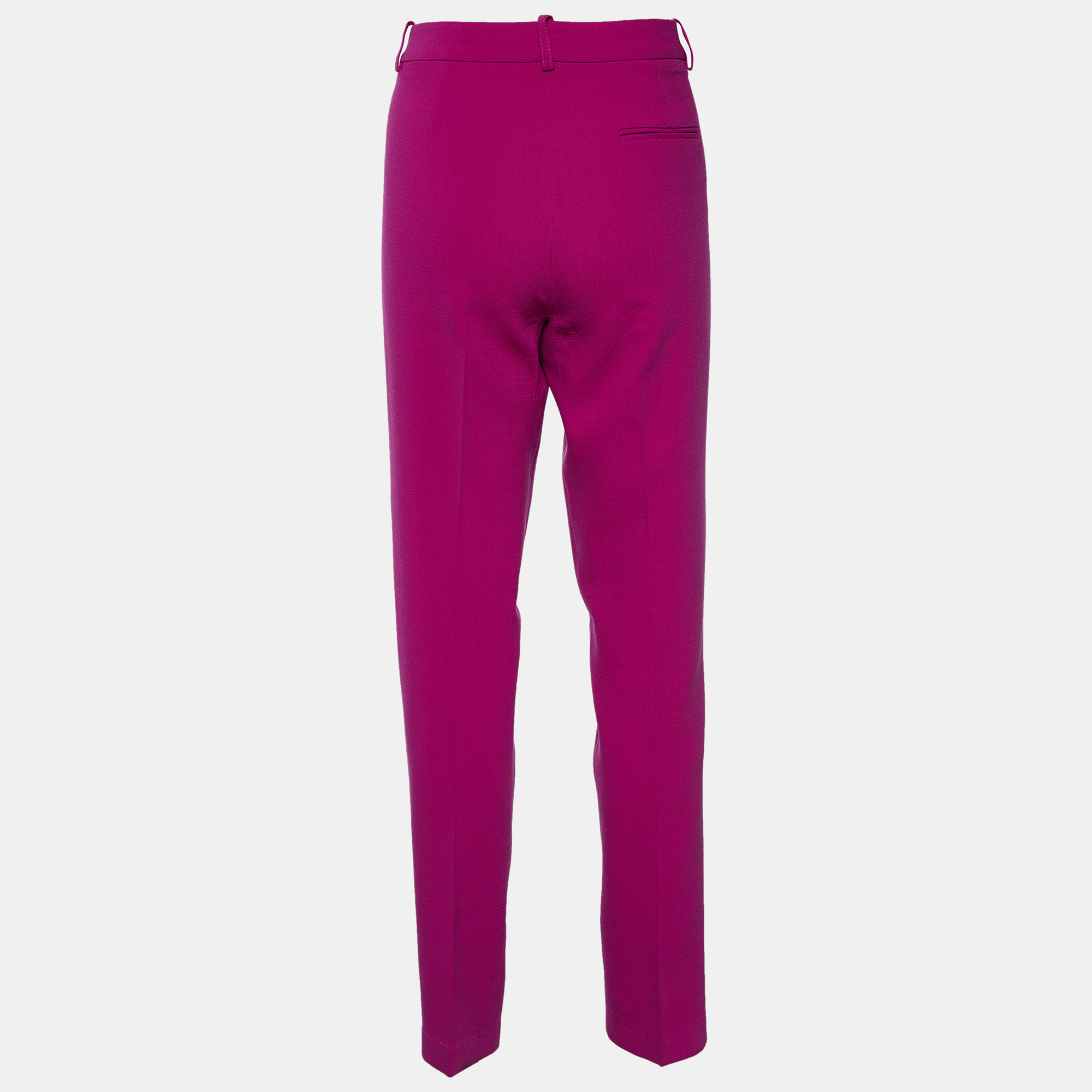 

Emilio Pucci Fuchsia Pink Crepe Wool Straight Fit Trousers