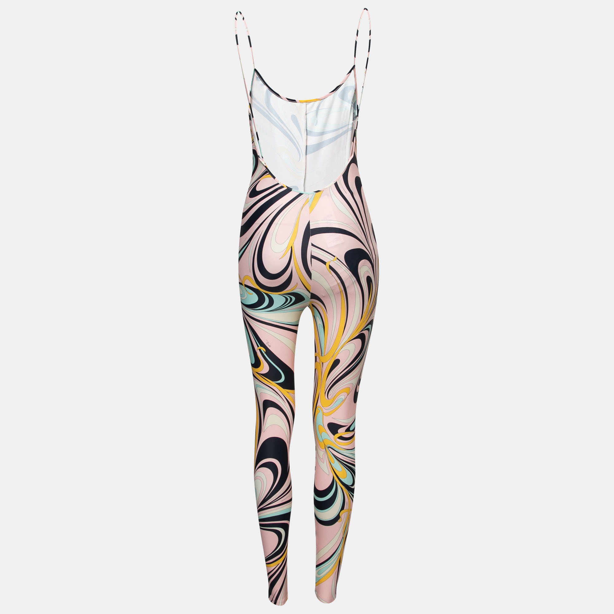 

Emilio Pucci Pink Printed Stretch Jersey Scoop Back Jumpsuit