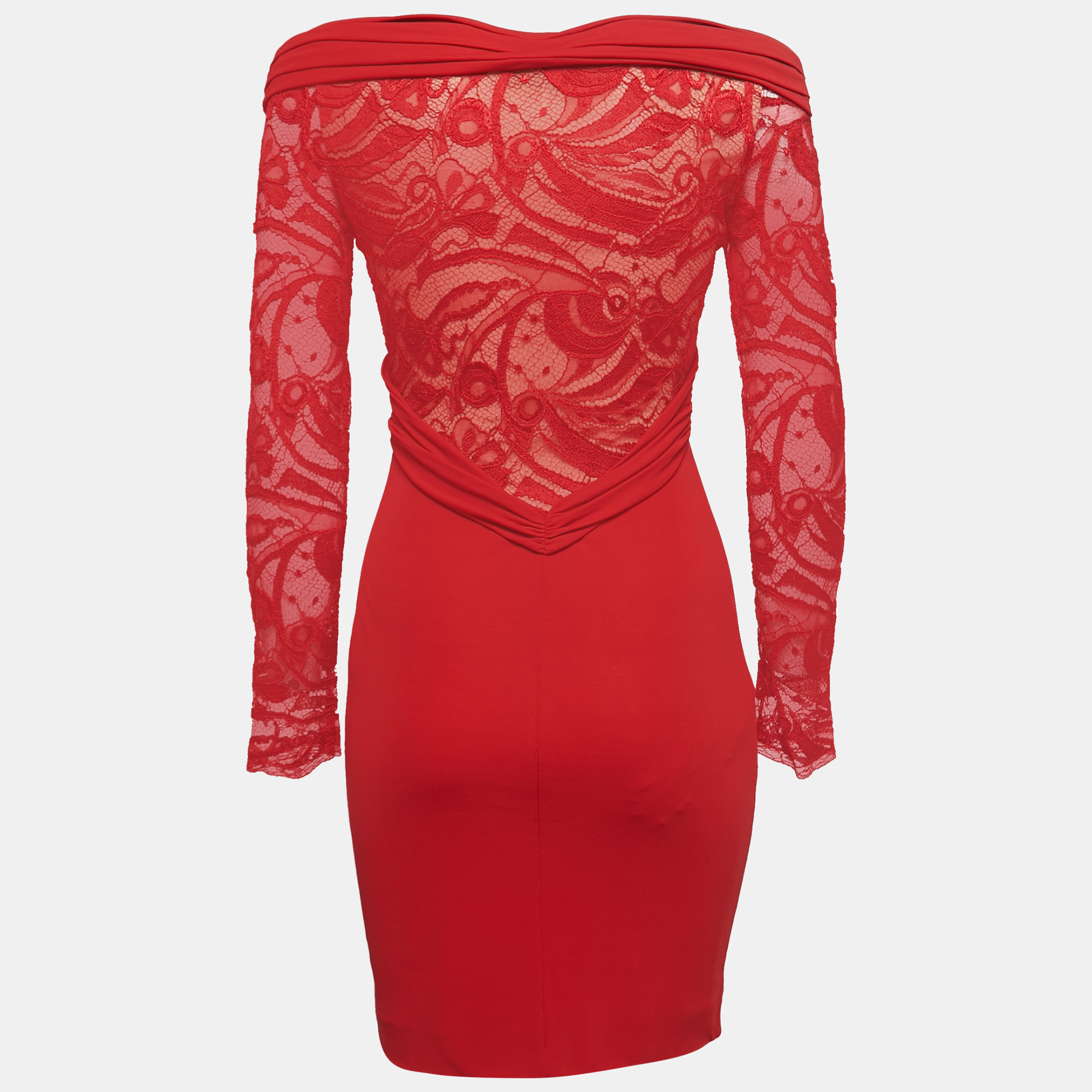 

Emilio Pucci Red Jersey & Lace Knot Detail Midi Dress