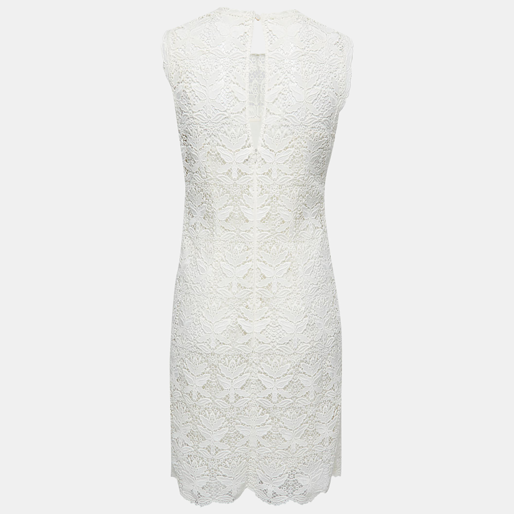 

Emilio Pucci White Floral Guipure Lace Sleeveless Midi Dress