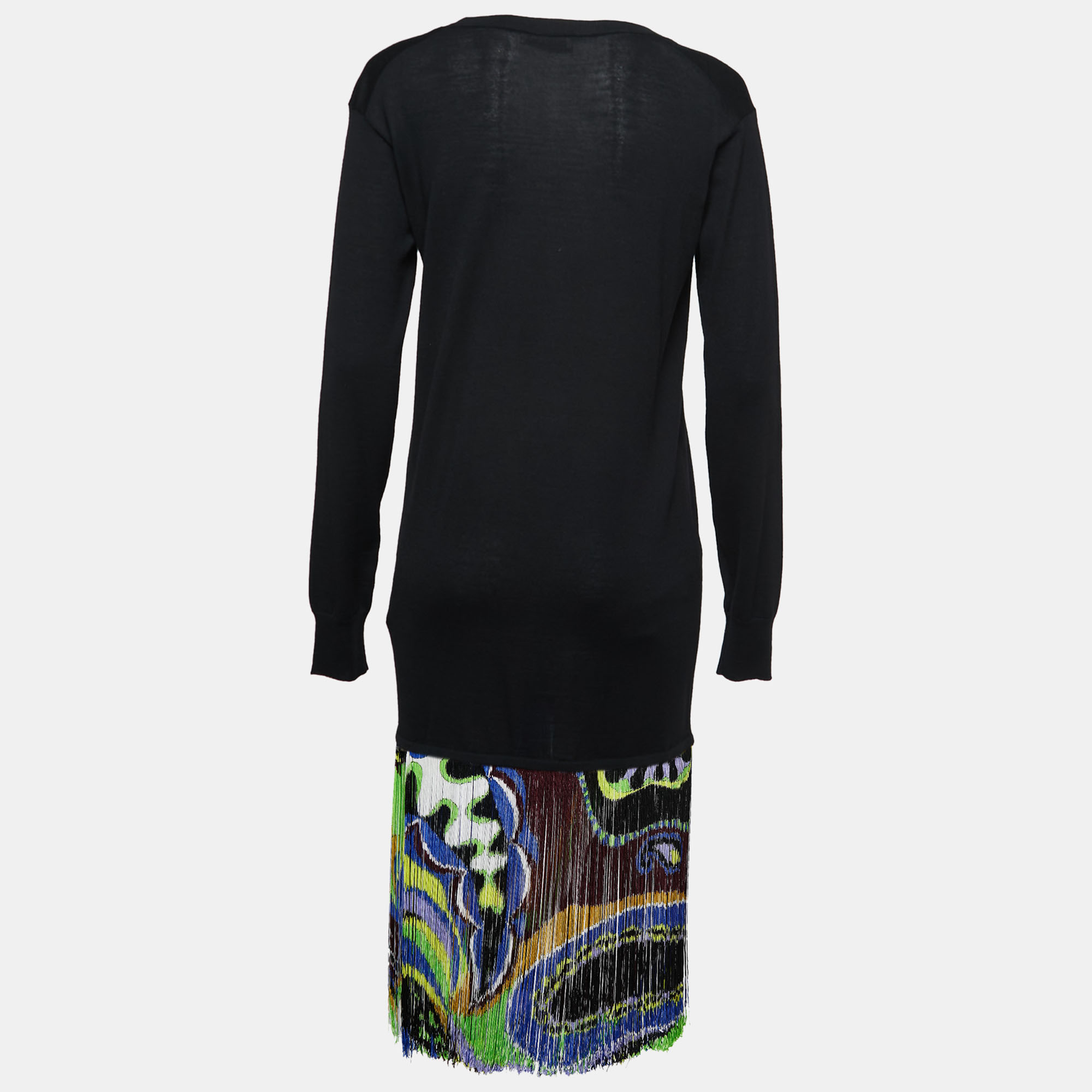 

Emilio Pucci Black Knit Fringed Pullover Dress