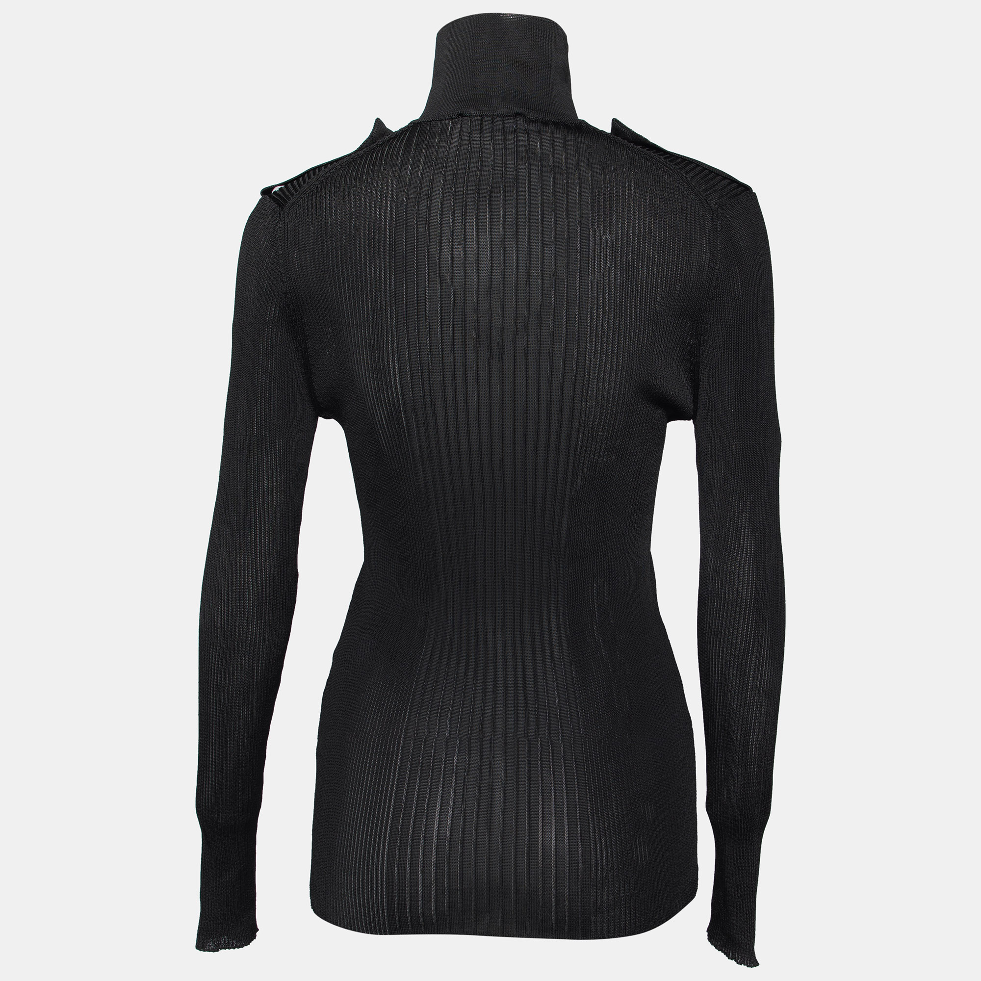 

Emilio Pucci Black Jersey Rib Knit Zip Front Polo T-Shirt