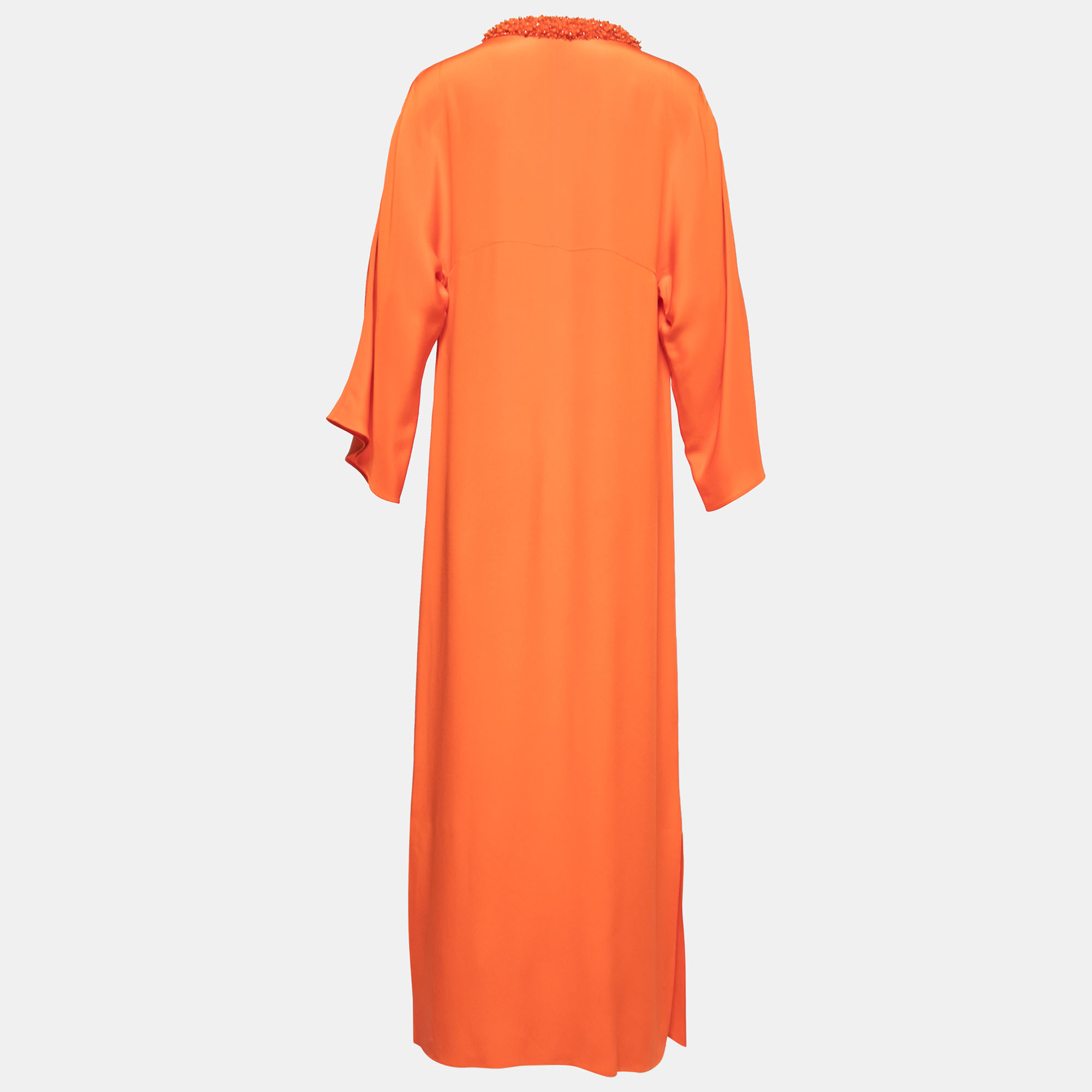 

Emilio Pucci Orange Silk Embellished Neck Detail Long Dress