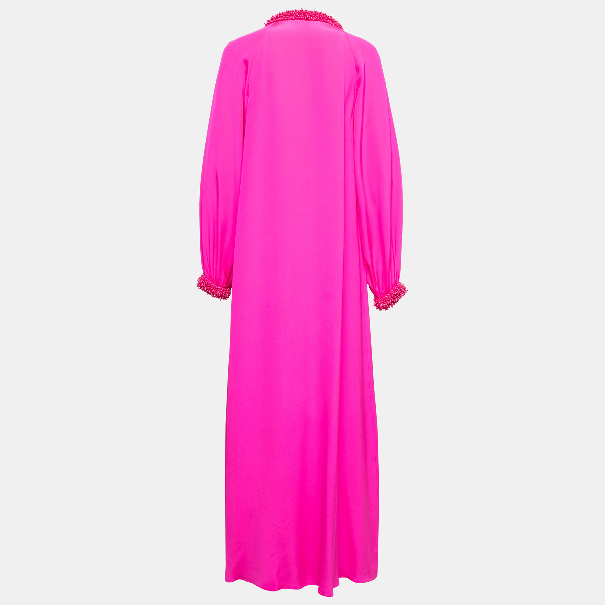 

Emilio Pucci Pink Silk Embellished Neck Detail Pleated Long Dress