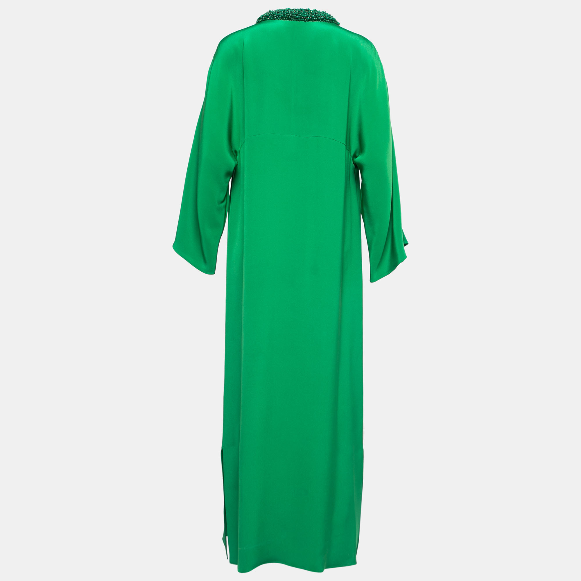 

Emilio Pucci Green Silk Embellished Neck Detail Long Dress
