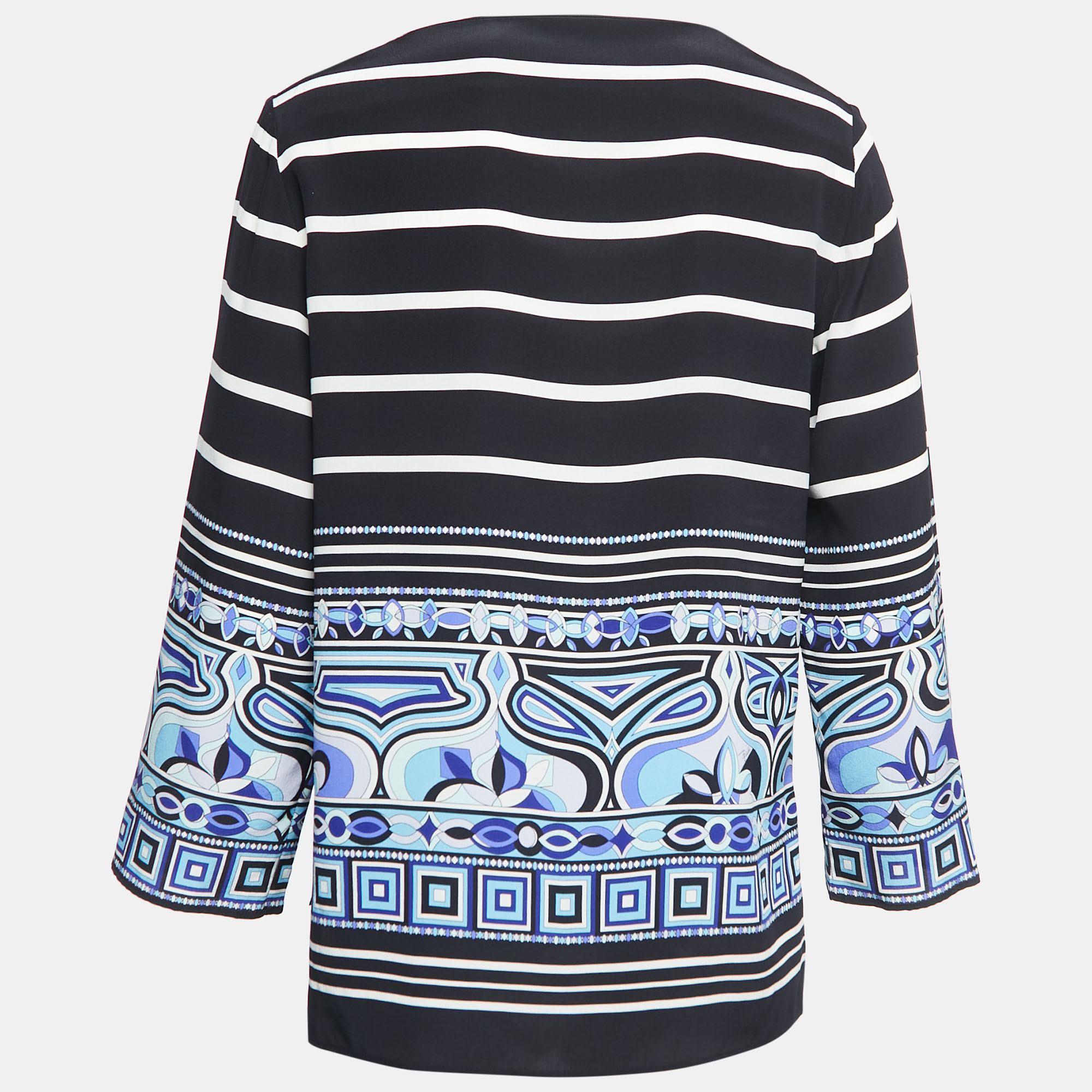 

Emilio Pucci Black/Blue Printed Silk Blouse