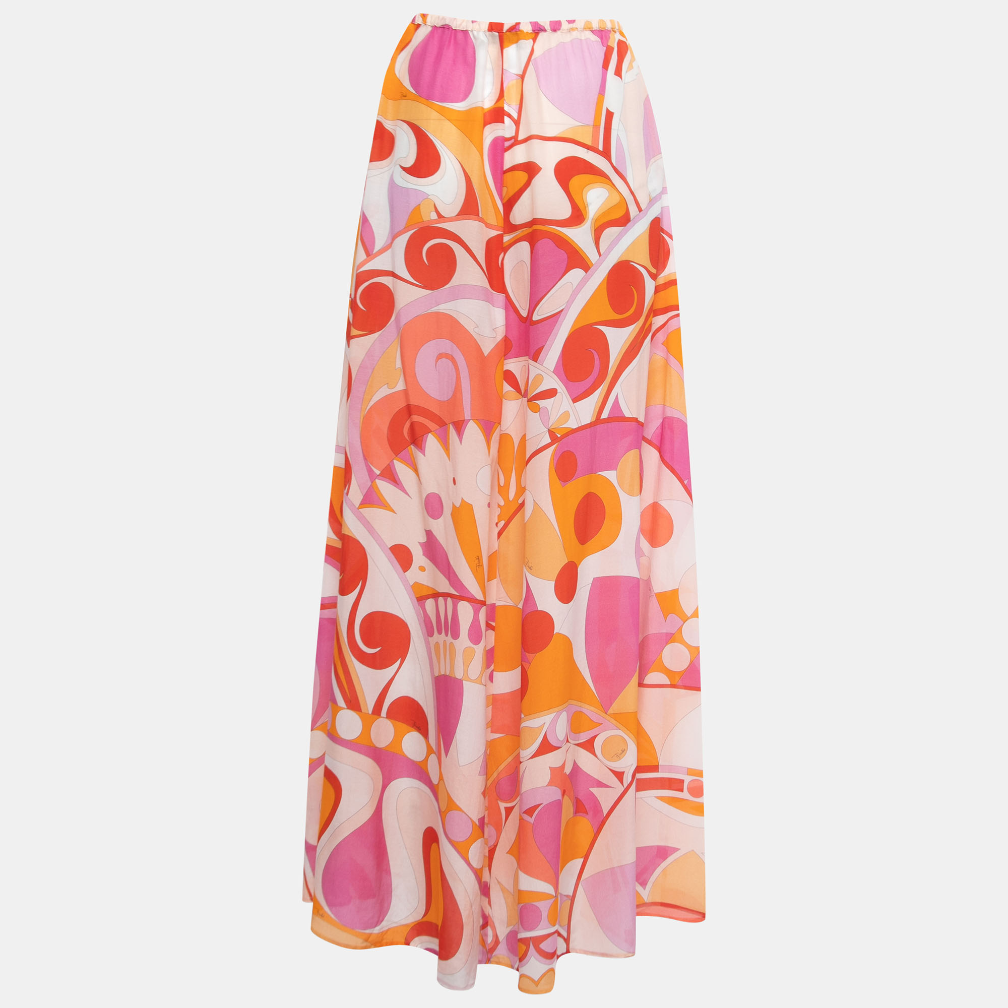 

Emilio Pucci Multicolor Printed Cotton Blend Maxi Skirt