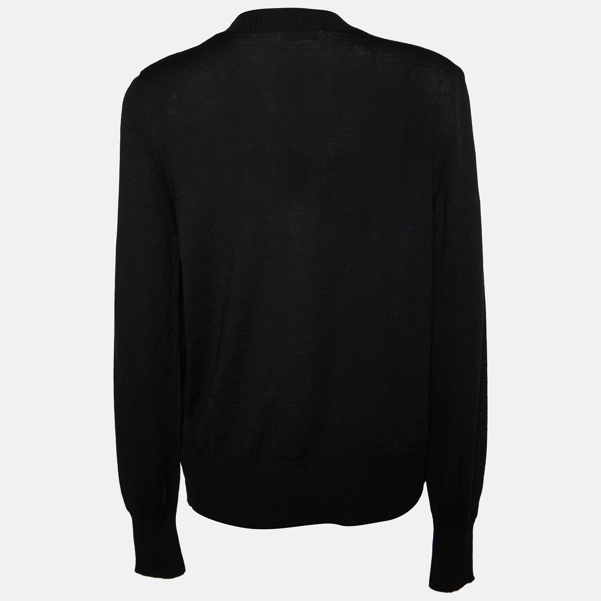 

Emilio Pucci Multicolor Printed Silk & Black Wool Sweater Top