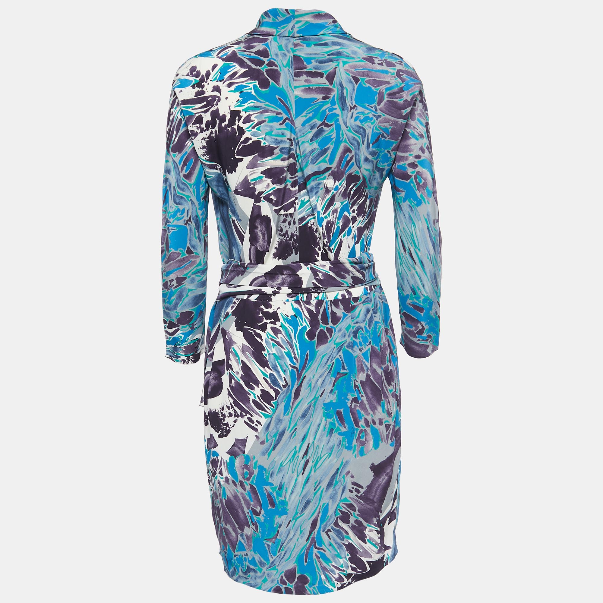 

Emilio Pucci Multicolor Printed Silk Long Sleeve Belted Short Dress