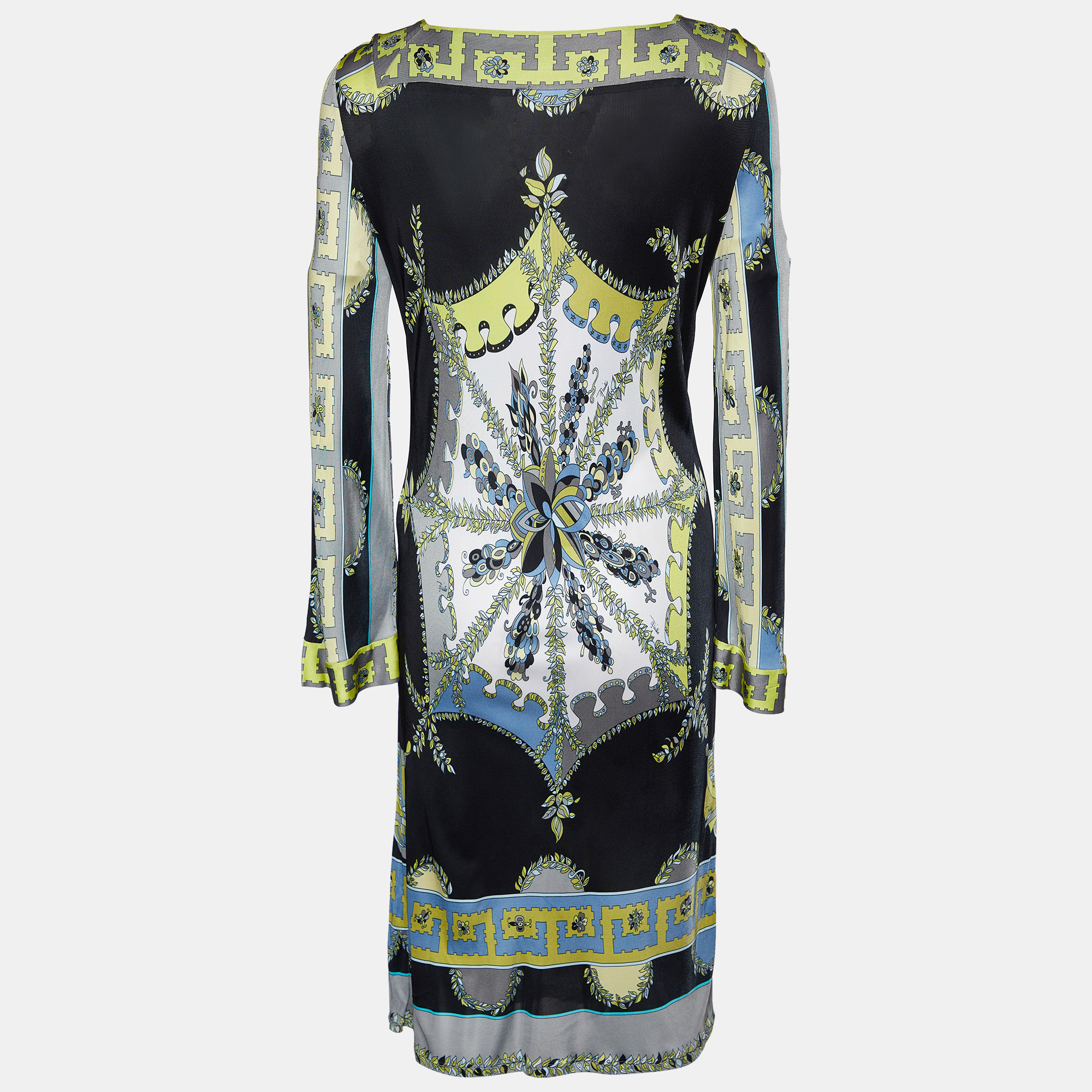 

Emilio Pucci Multicolor Printed Jersey Long Sleeve Midi Dress