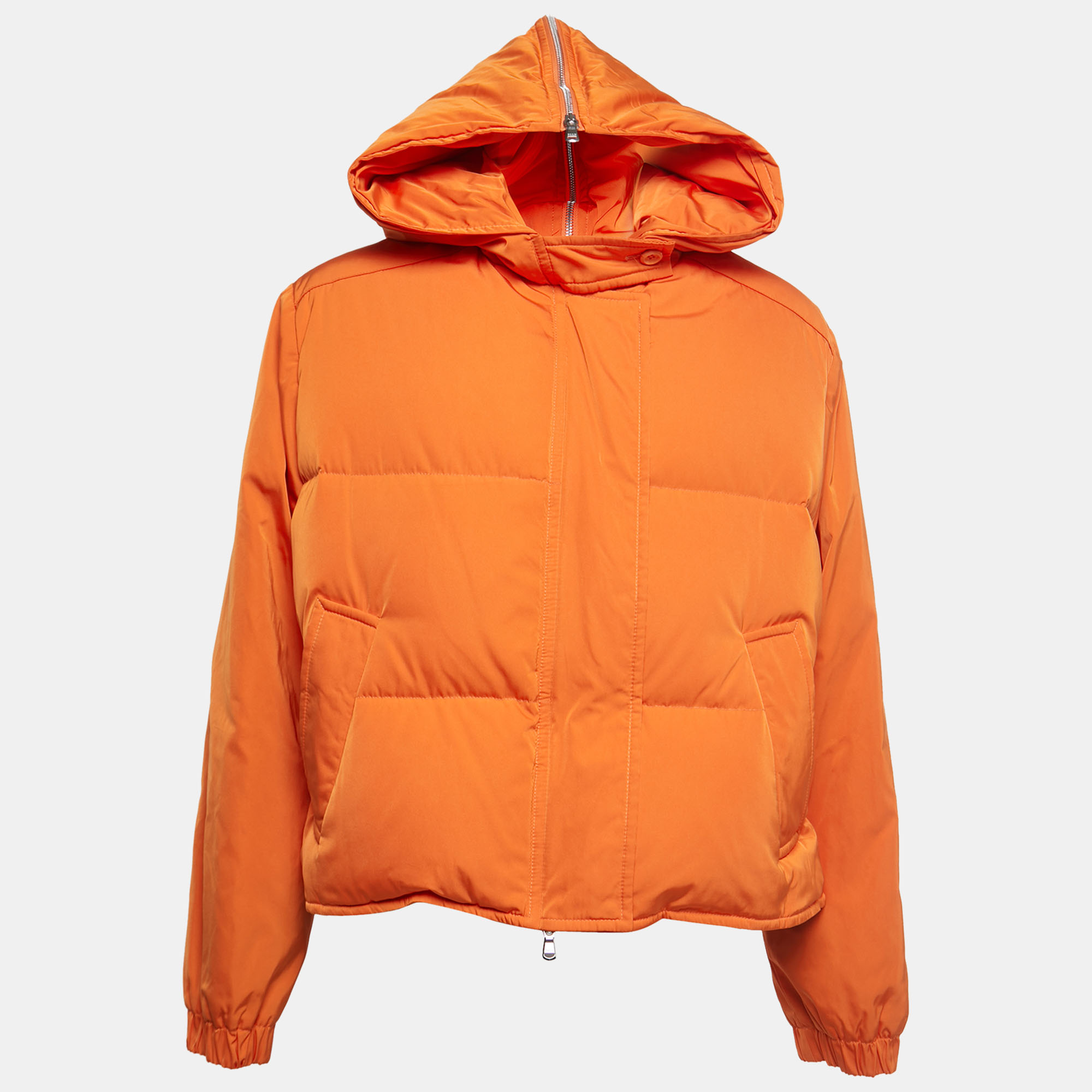Pre-owned Emilio Pucci Orange Synthetic Hooded Down Jacket M