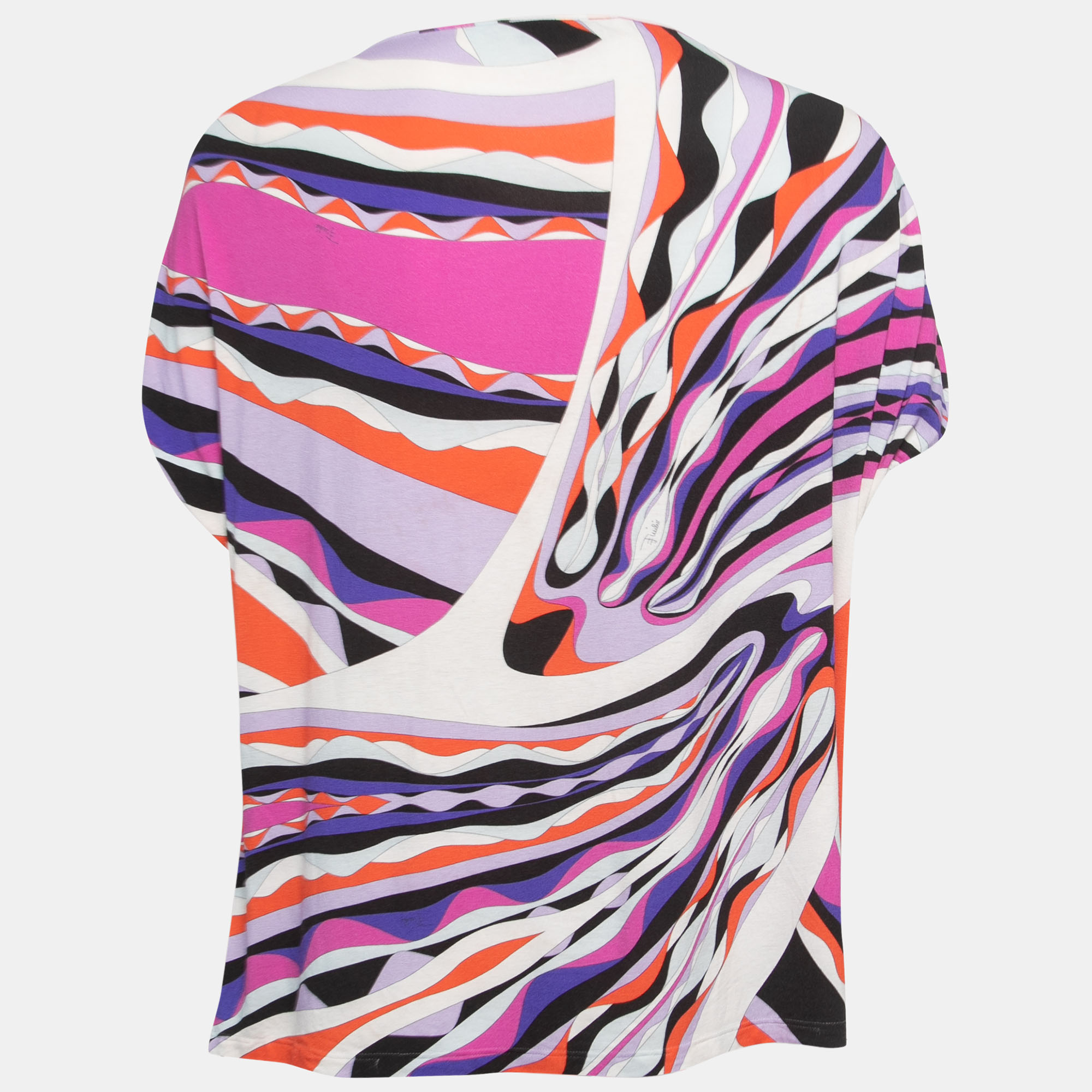 

Emilio Pucci Multicolor Abstract Print Crepe Short Sleeve Top