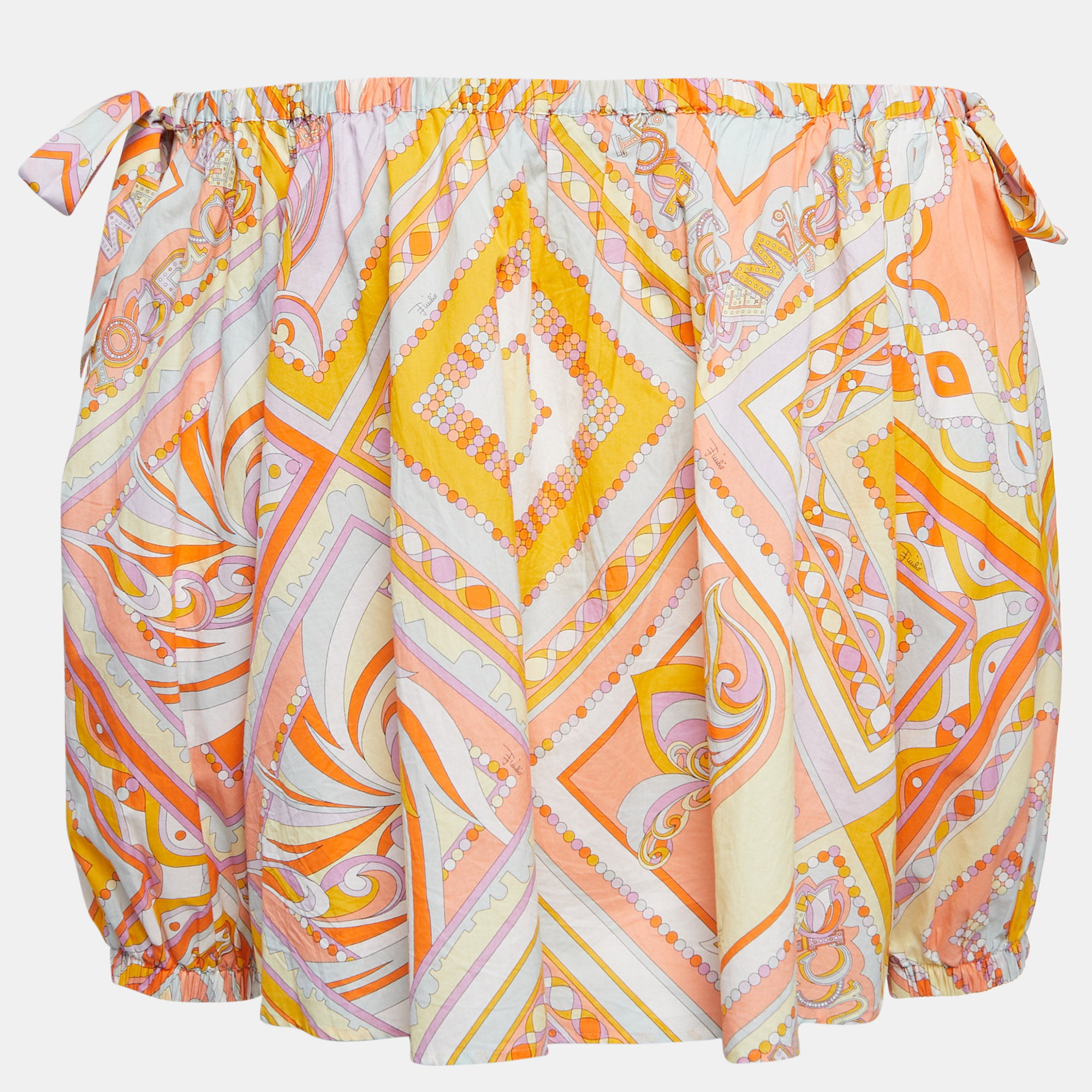 

Emilio Pucci Multicolor Printed Cotton Off Shoulder Blouse