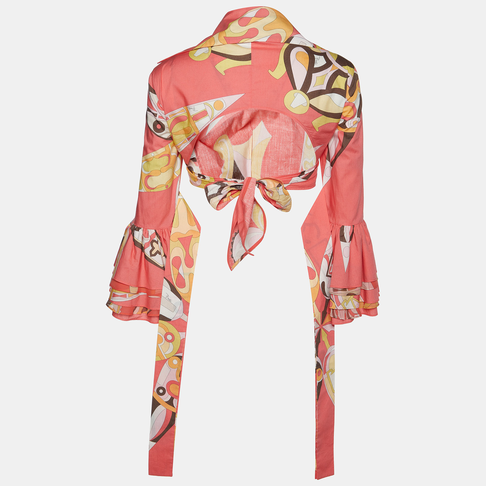 

Emilio Pucci Firenze Pink Printed Cotton Wrap Crop Top