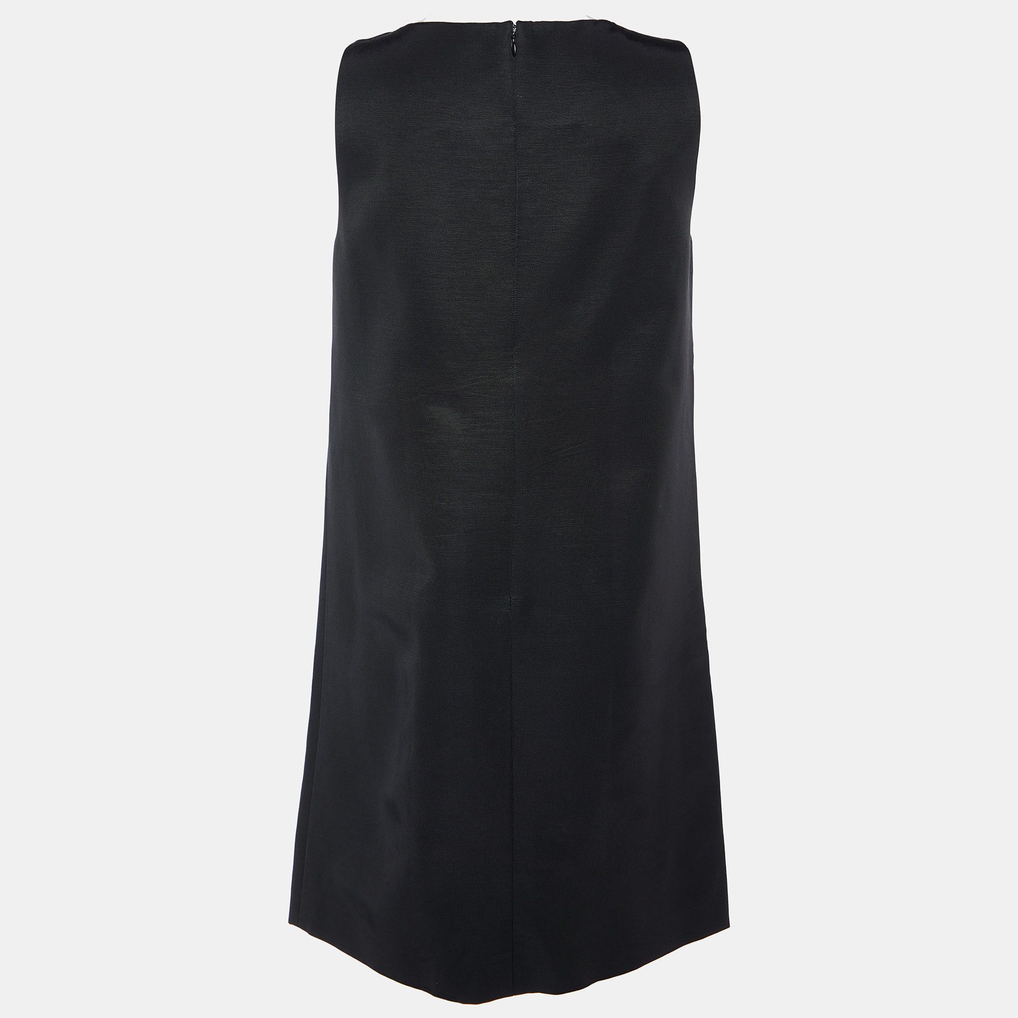 

Emilio Pucci Black Cotton Blend Embellished Neck Detail Shift Dress