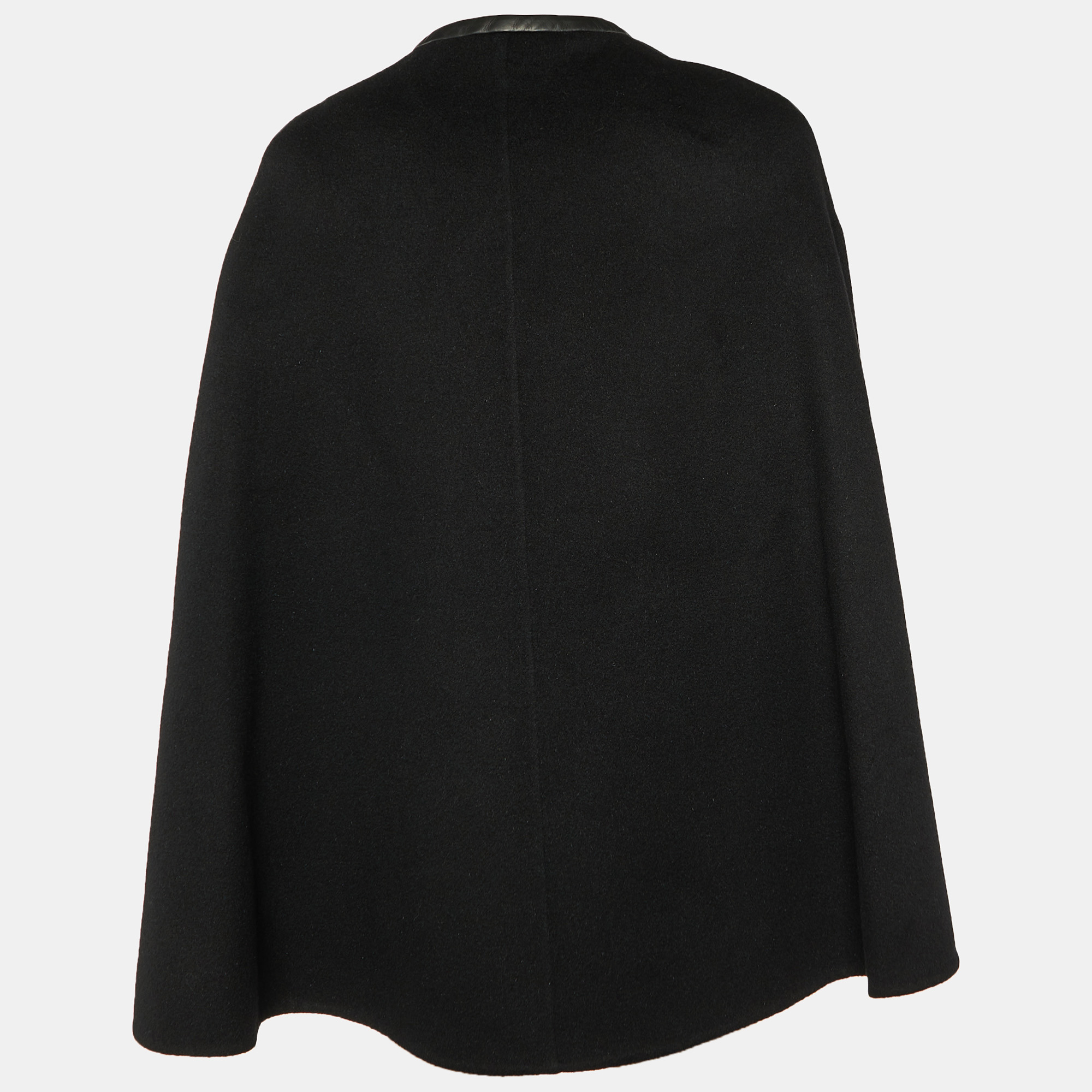 

Emilio Pucci Black Wool & Angora Leather Trim Short Cape