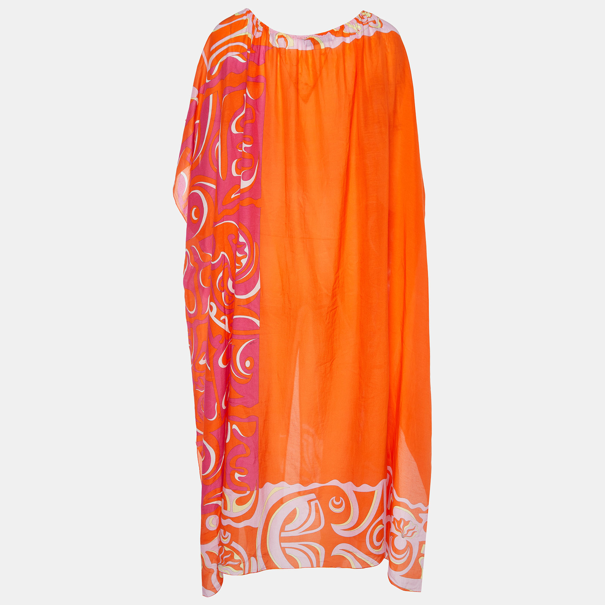 

Emilio Pucci Orange Printed Cotton & Silk Kaftan Dress