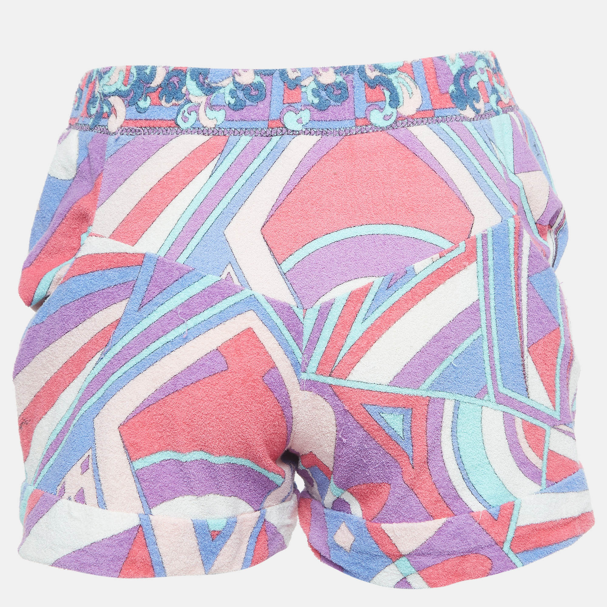 

Emilio Pucci Vintage Multicolor Print Cotton Terry Shorts