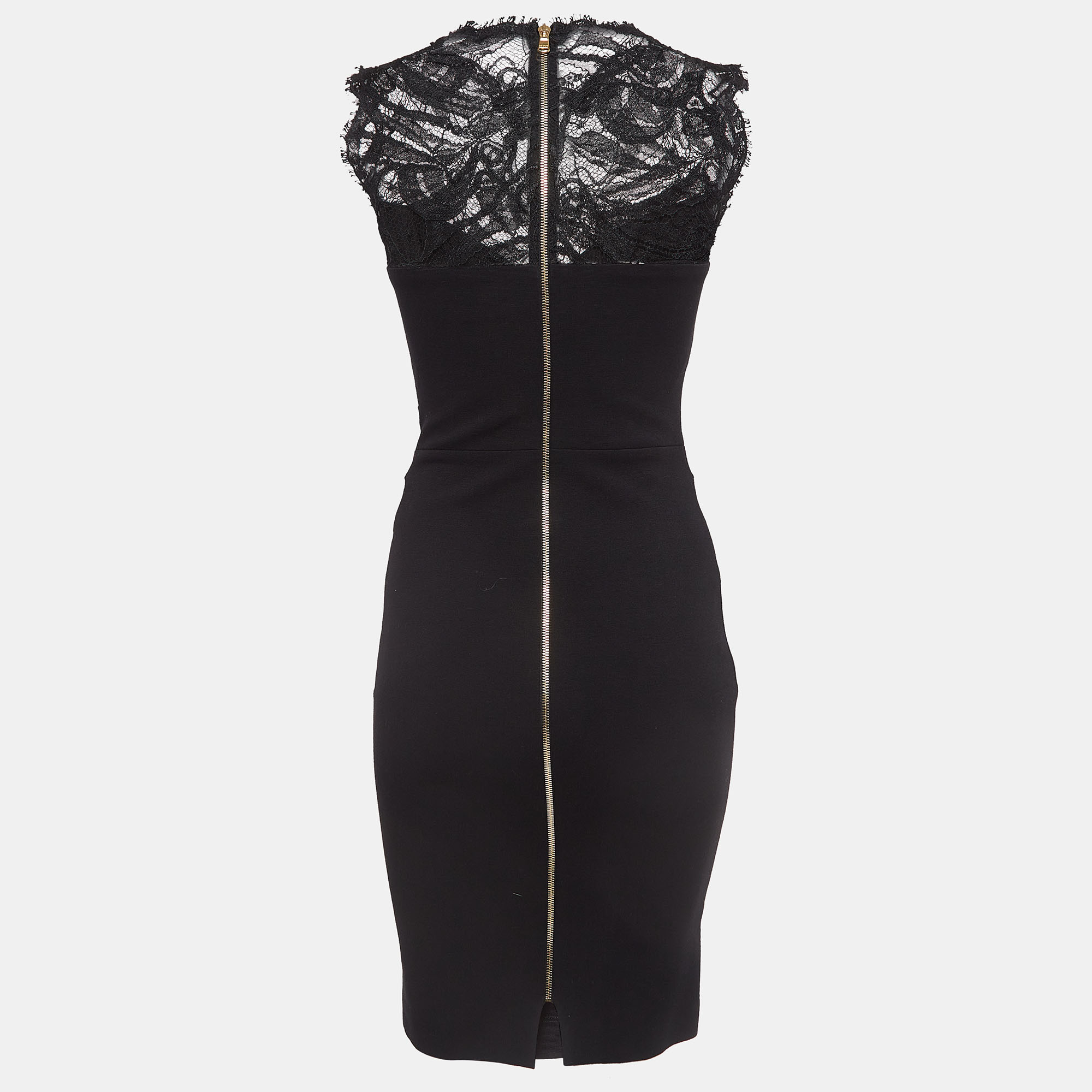 

Emilio Pucci Black Knit Lace Trimmed Sleeveless Short Dress