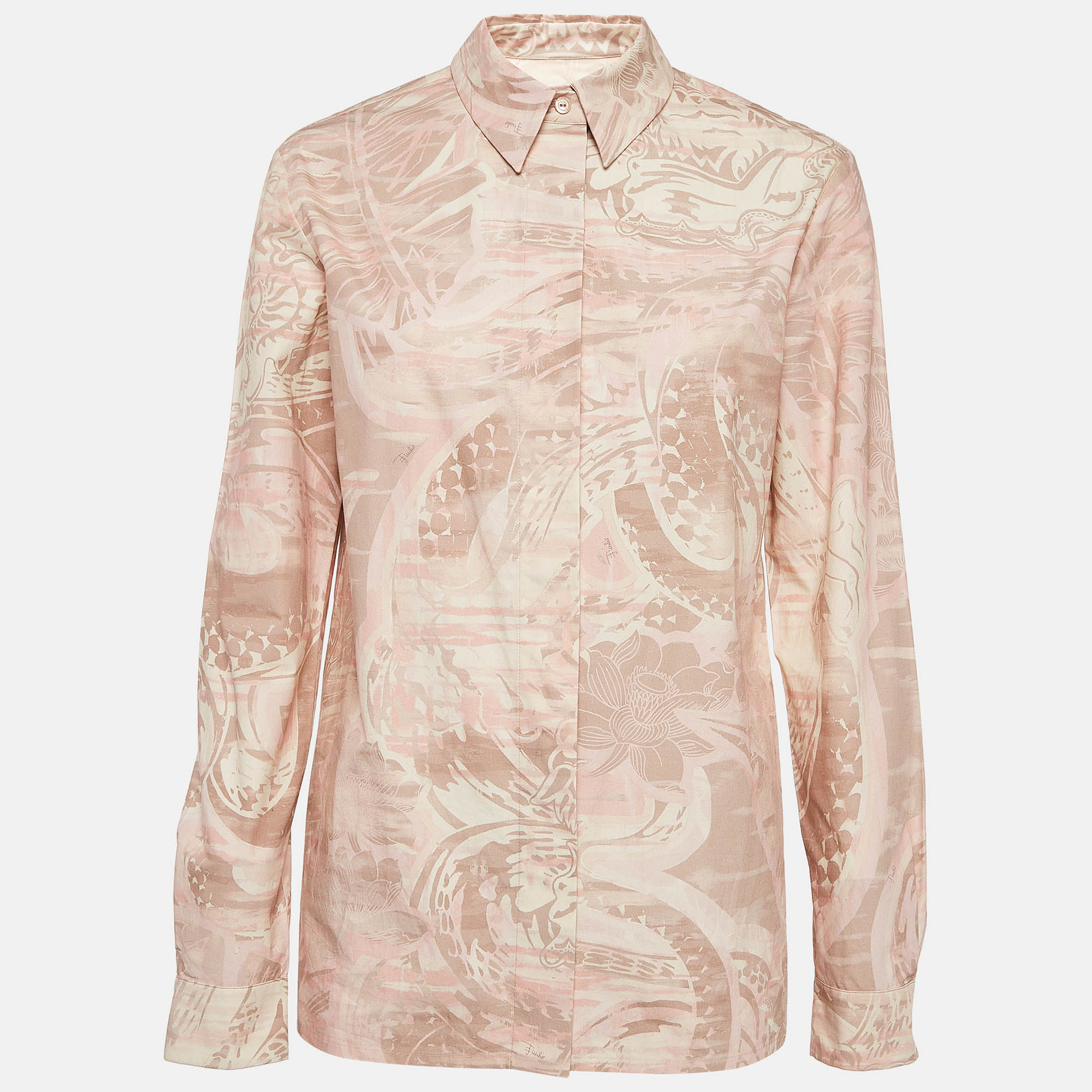 

Emilio Pucci Printed Cotton Long Sleeve Shirt S, Pink