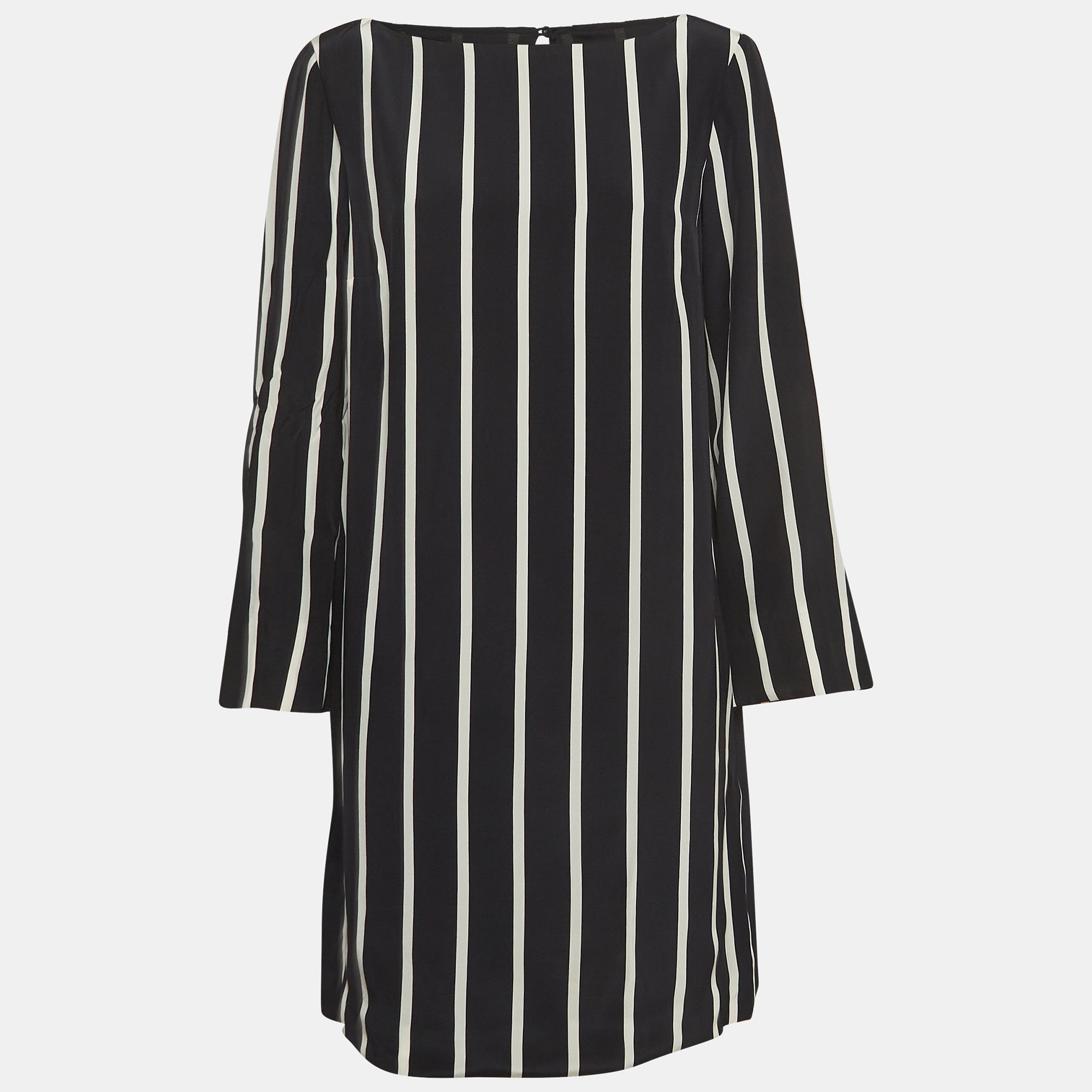 

Emilio Pucci Black Pinstripe Silk Short Shift Dress L