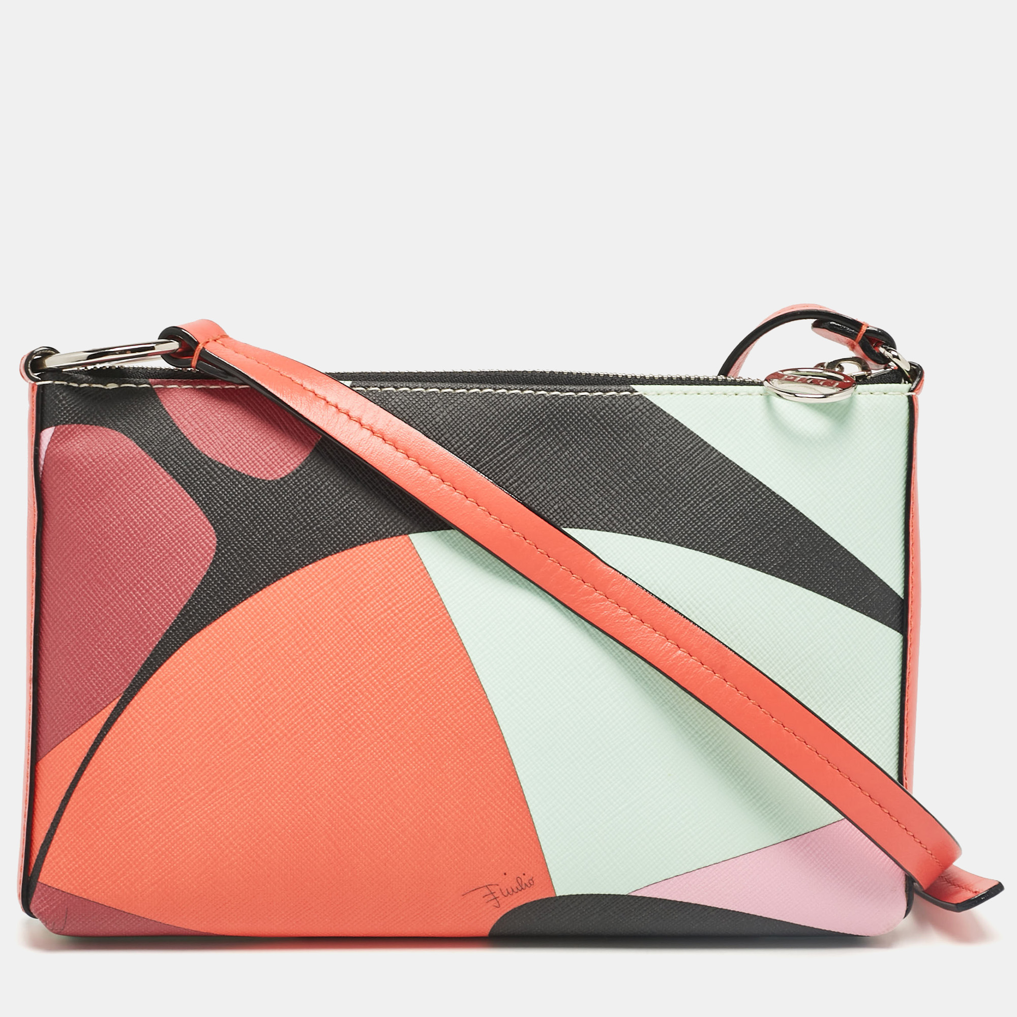 Pre-owned Emilio Pucci Multicolor Leather Zip Crossbody Bag