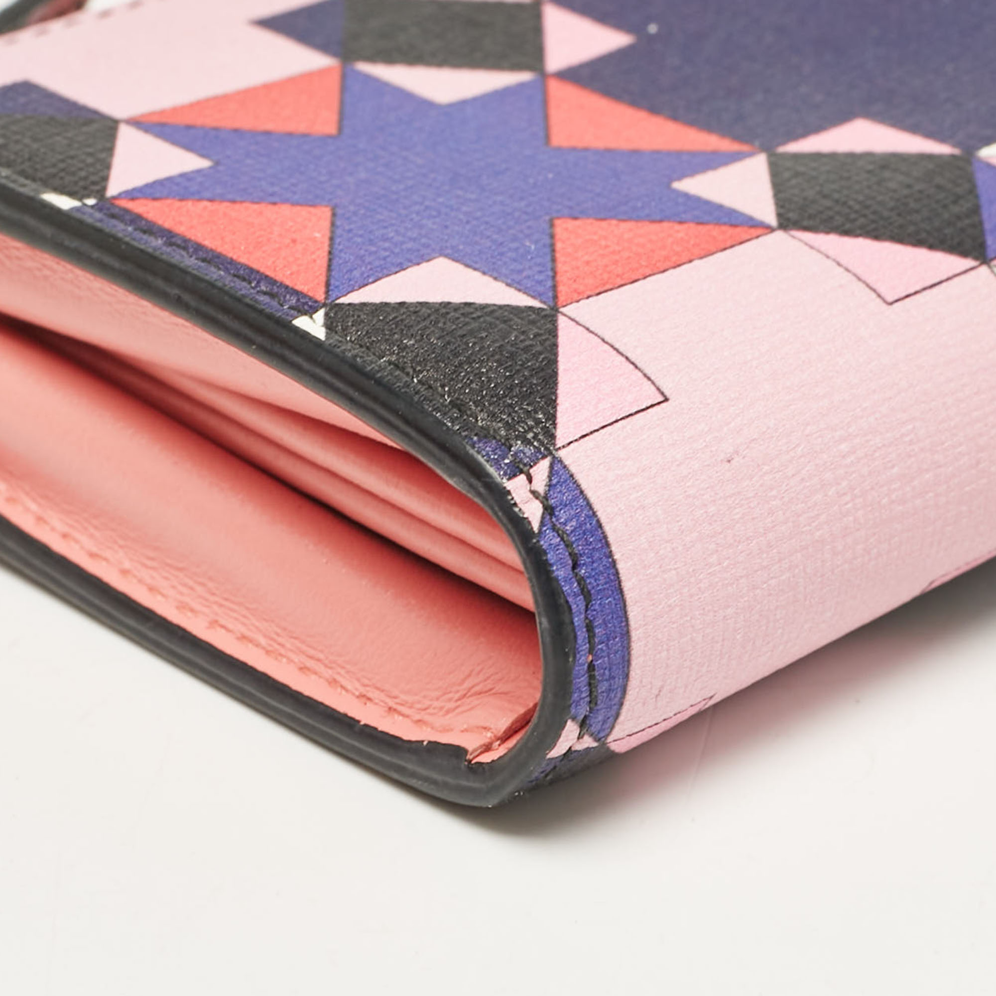 Emilio Pucci Multicolor Printed Leather Zip Compact Wallet 