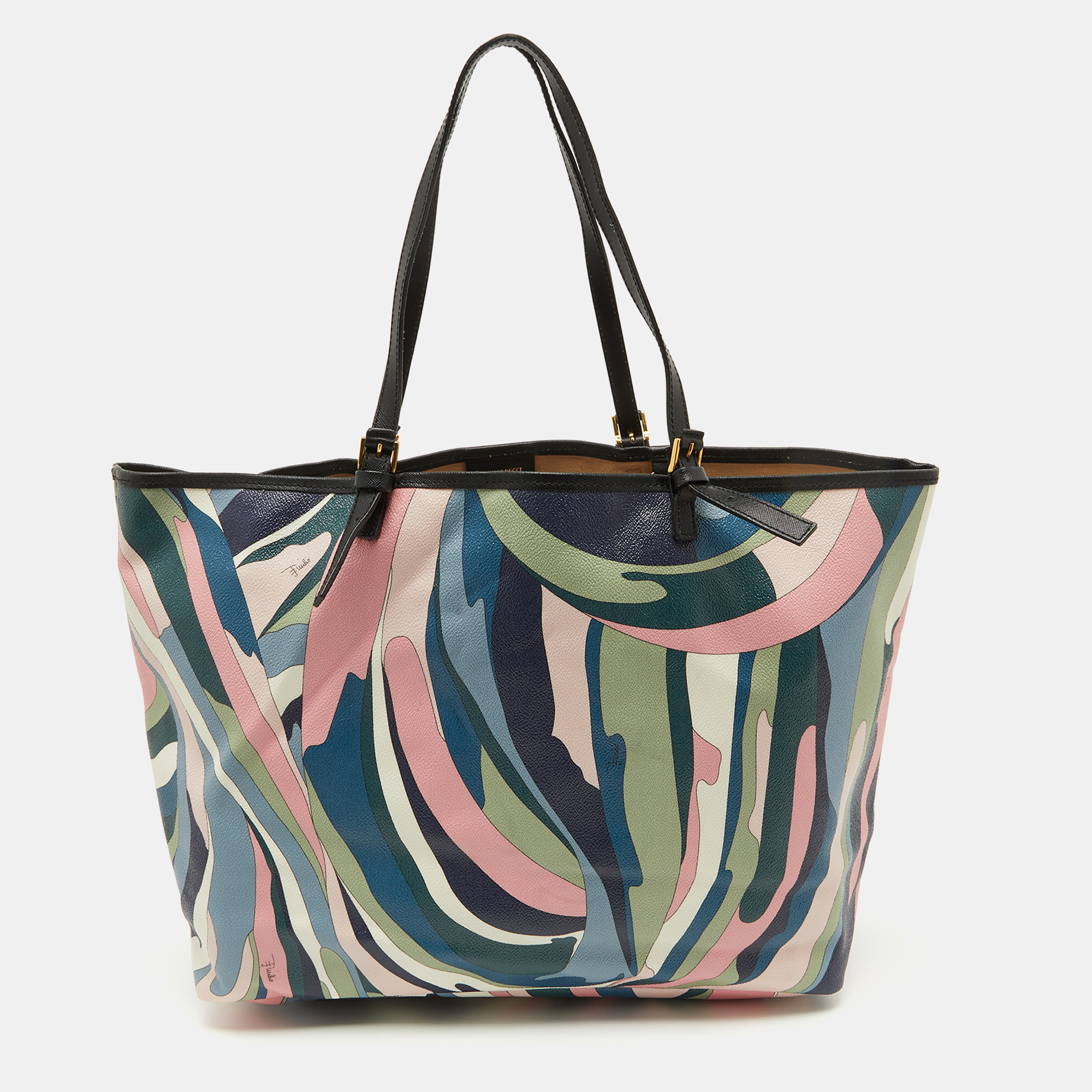 

Emilio Pucci Multicolor Printed Coated Canvas and Leather Shopper Tote