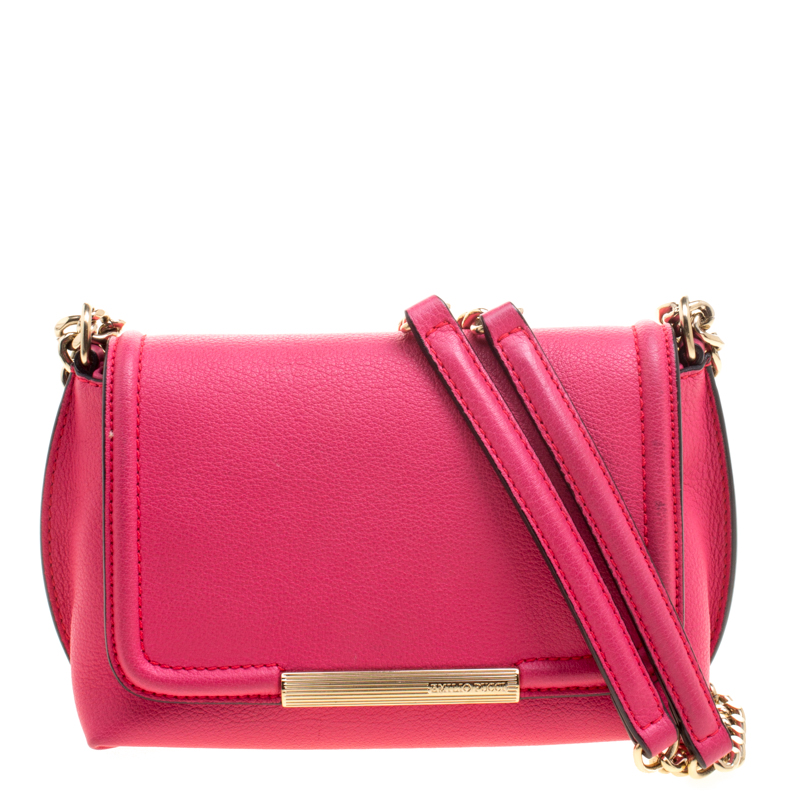 Emilio Pucci Pink Leather Chain Shoulder Bag