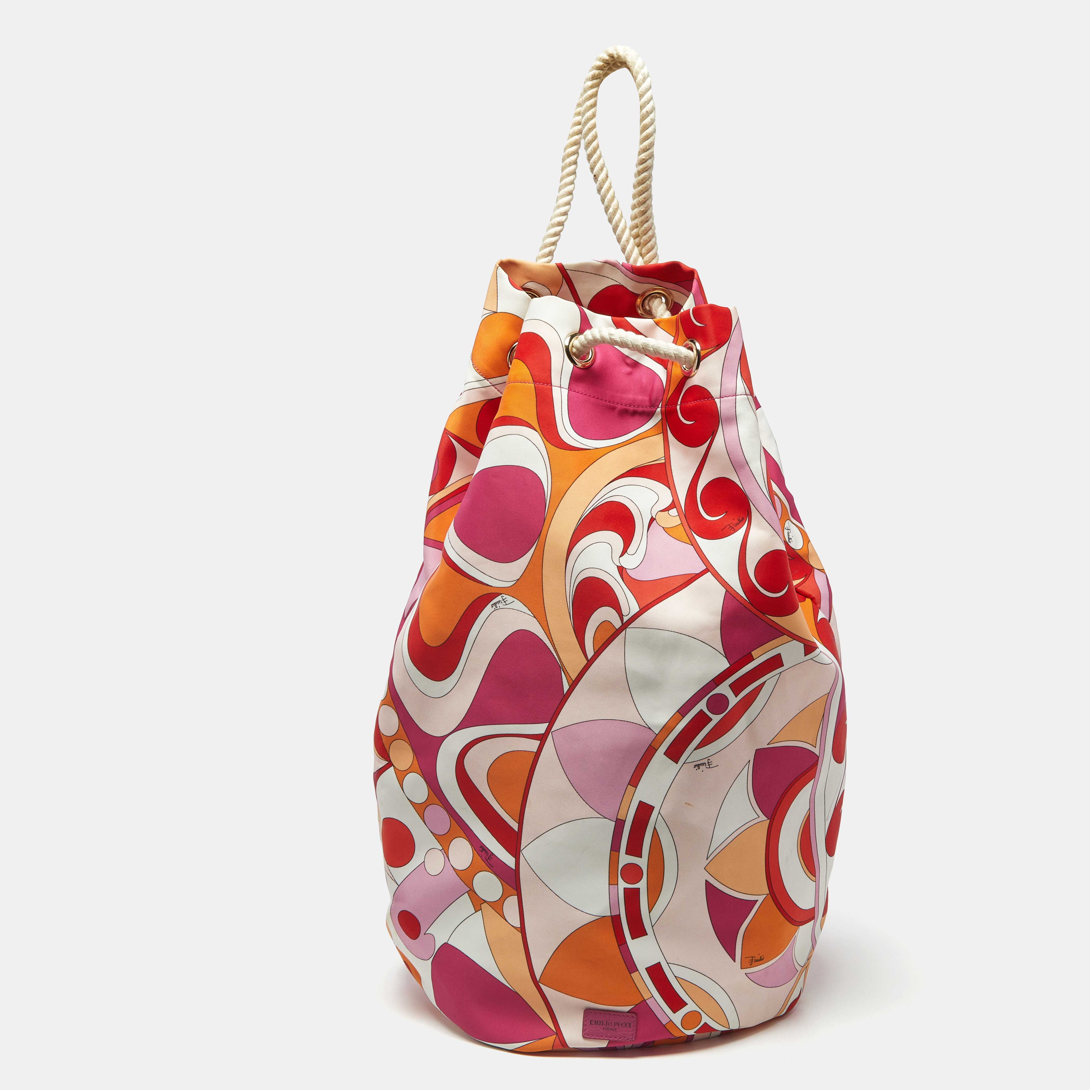 

Emilio Pucci Rope Multicolor Printed Fabric Drawstring Backpack