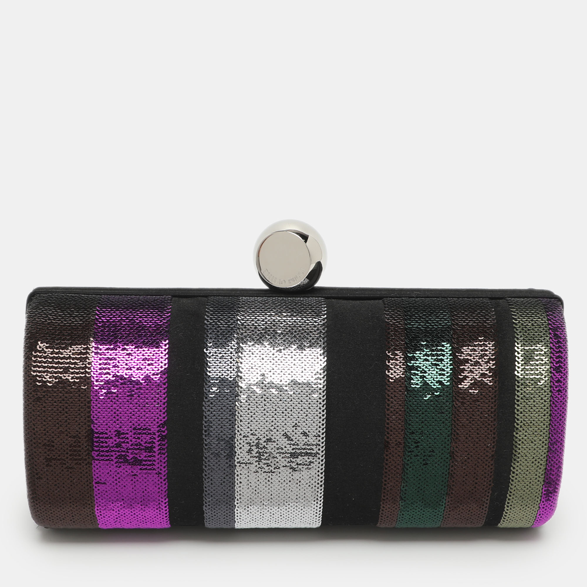 

Emilio Pucci Multicolor Stripe Satin and Sequins Clutch