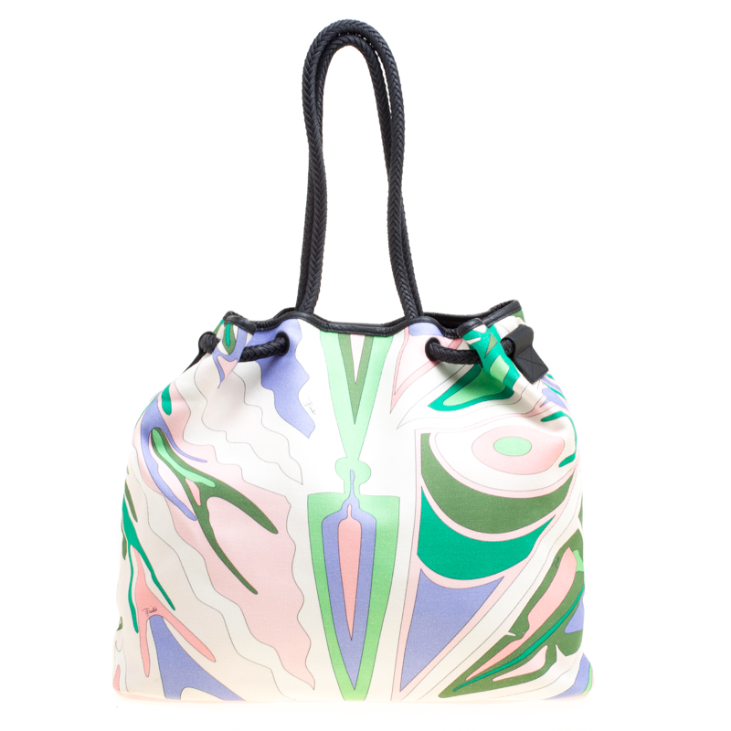 Emilio Pucci Multicolor Printed Canvas Tote