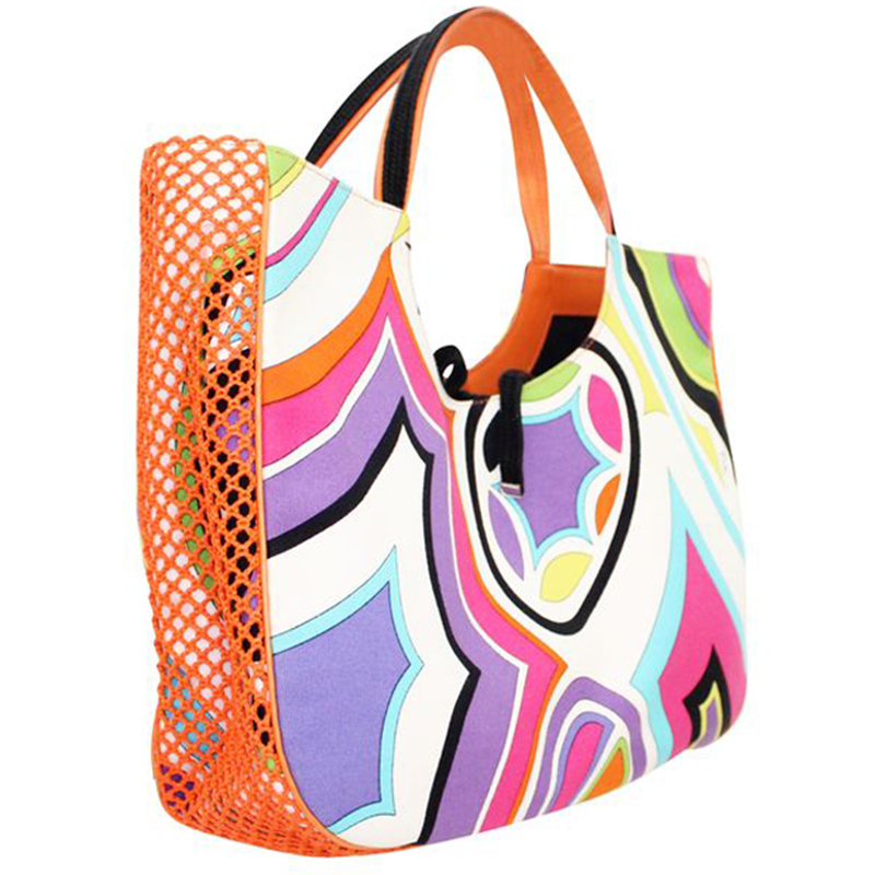 

Emilio Pucci Multicolour Leather Cotton Print Bag, Multicolor