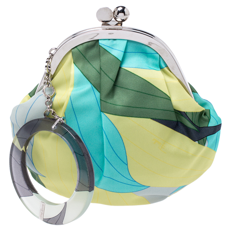 Emilio Pucci Multicolor Printed Nylon Kiss Lock Coin Purse