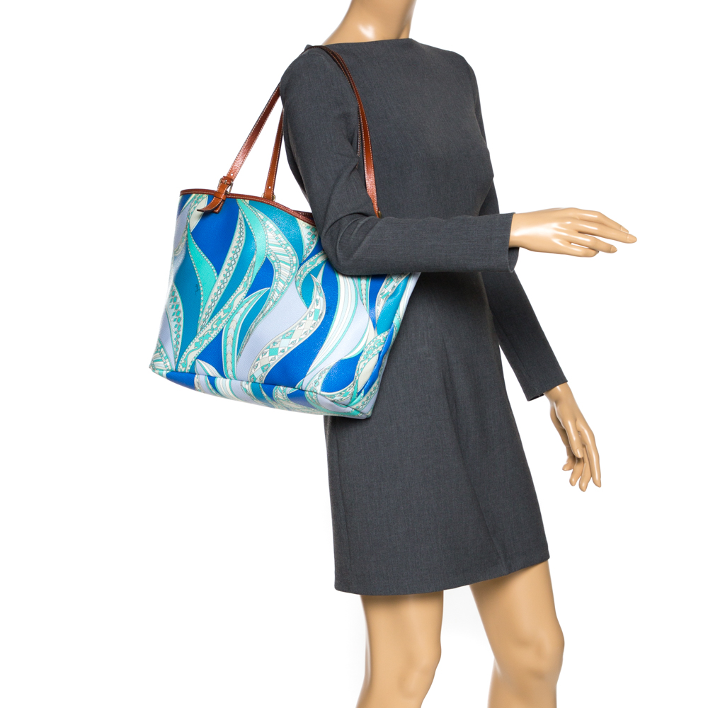 

Emilio Pucci Multicolor Printed PVC and Leather Tote