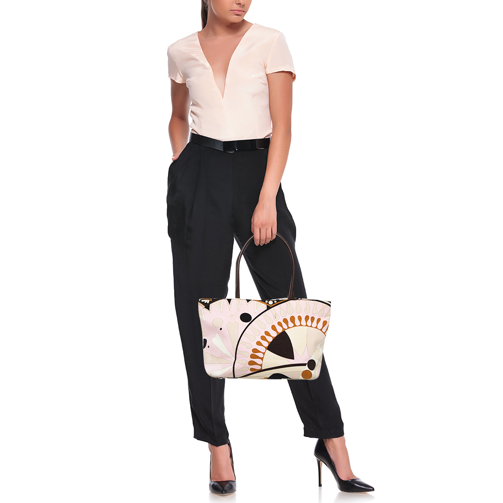 

Emilio Pucci Multicolor Printed Canvas and Leather Tote