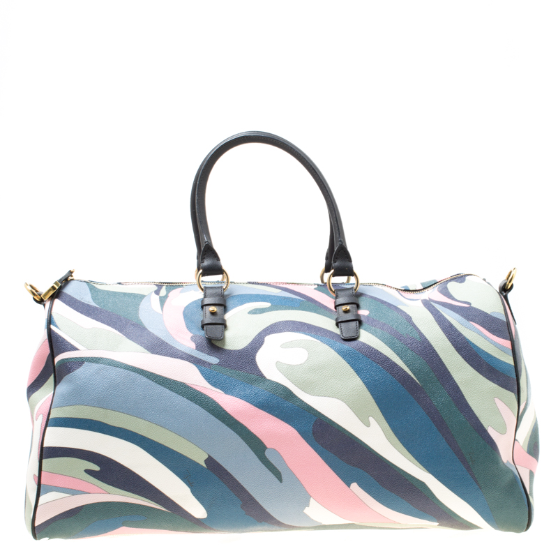 Emilio Pucci Multicolor Printed Coated Canvas Duffel Bag