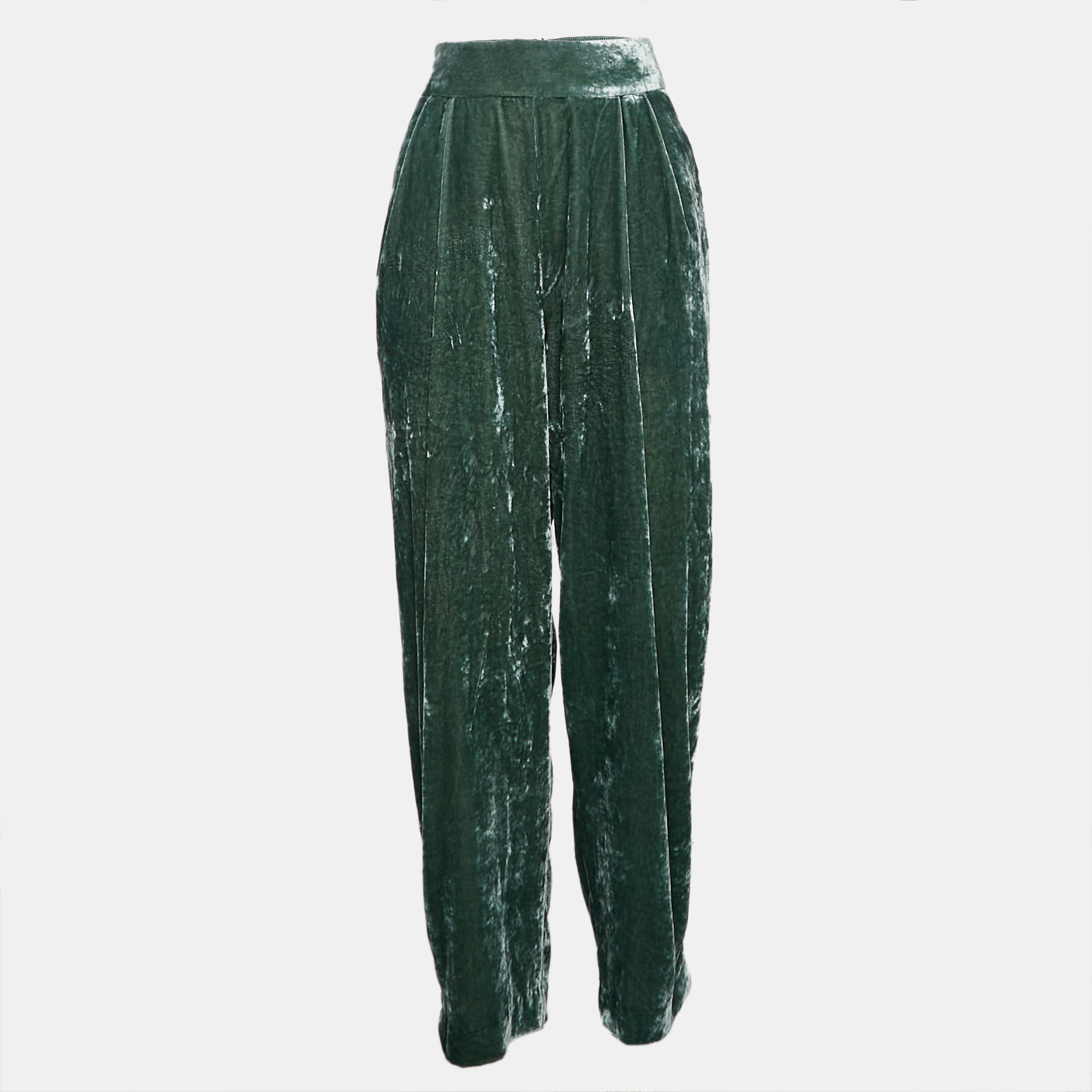 

Emporio Armani Green Velvet Pleated Trousers S