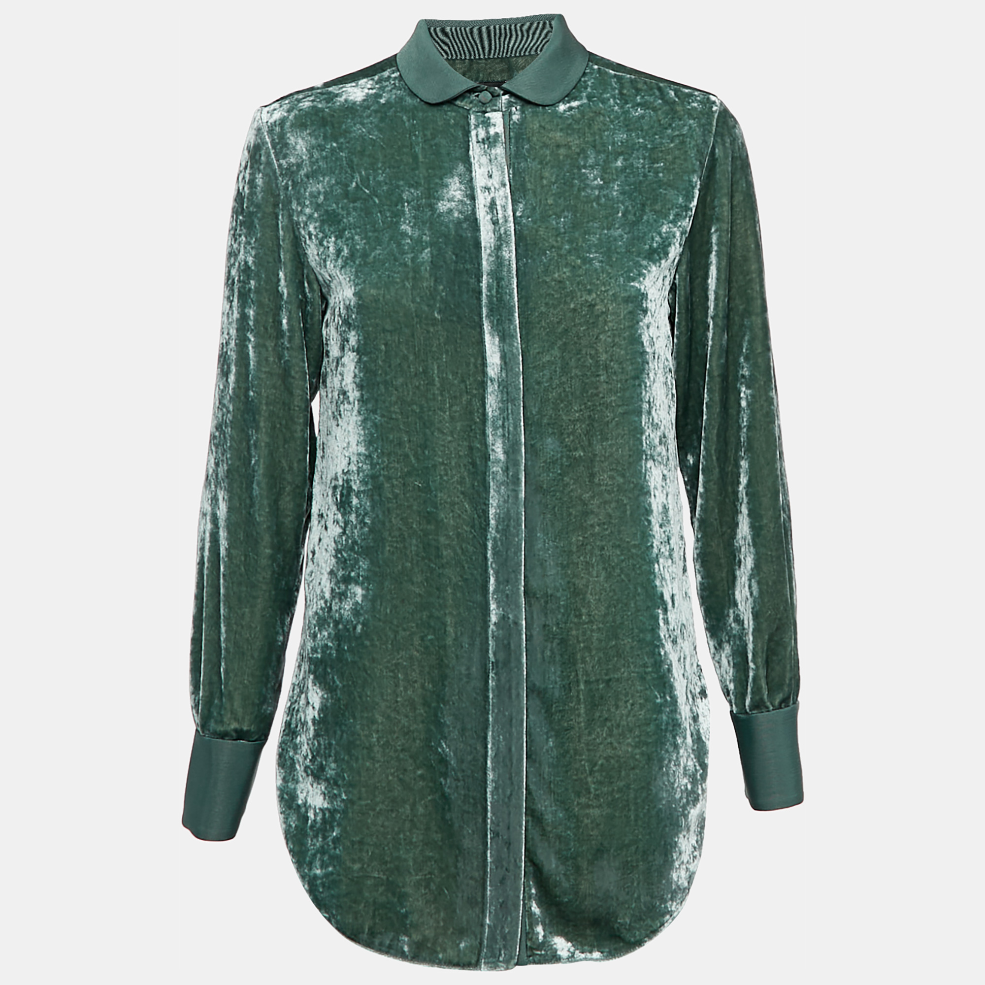 

Emporio Armani Green Velvet Curved Hem Shirt S